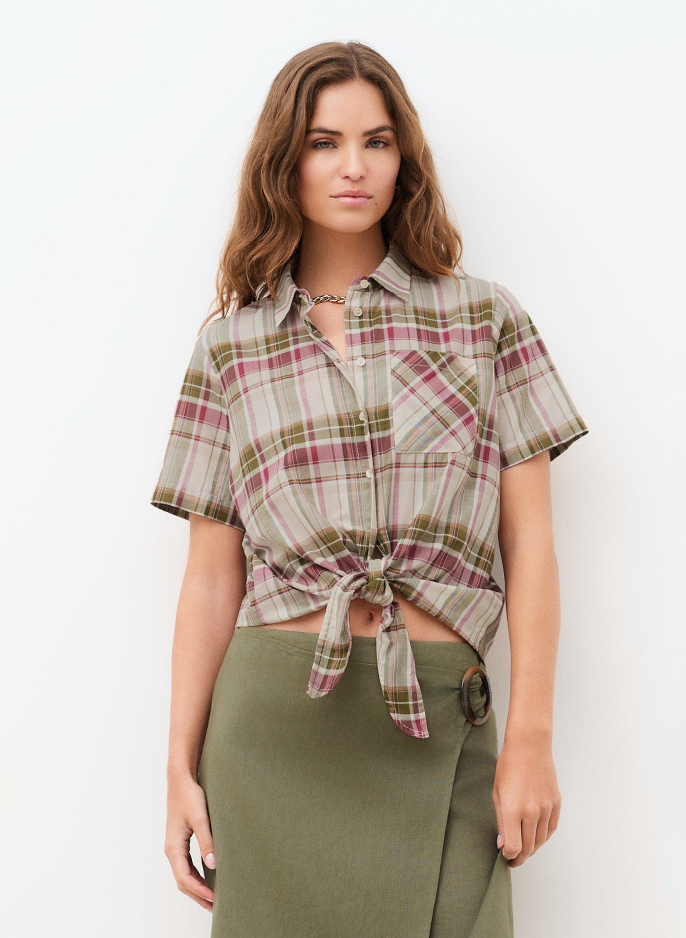 Chemise col classique en coton bio CAROLL Vert