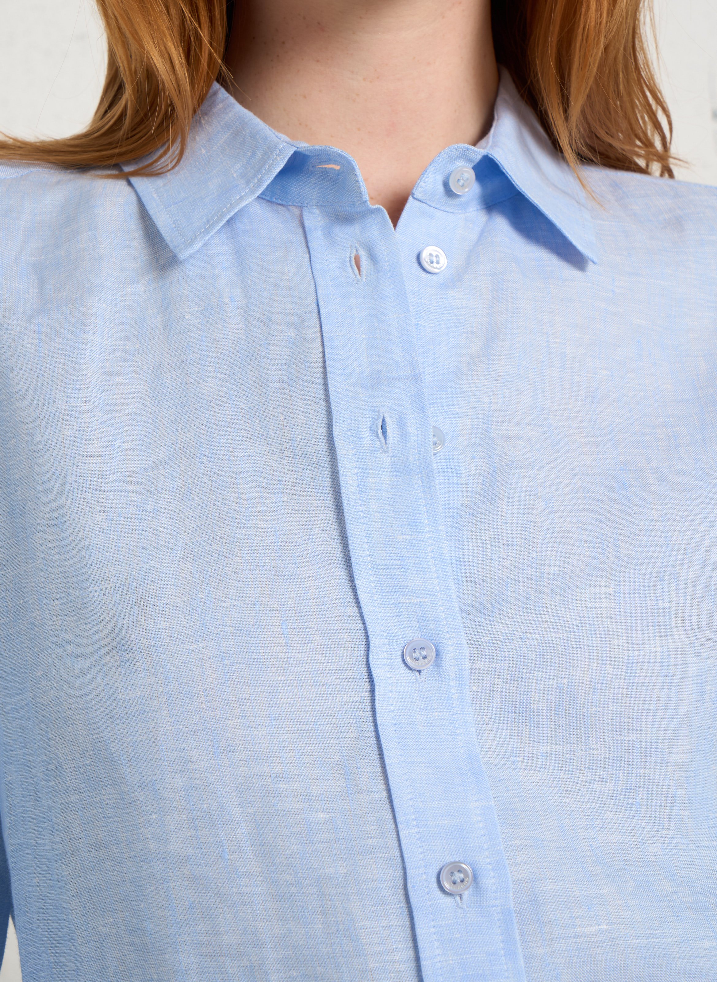 Gerade Leinenbluse mit Knopfleiste MAX MARA WEEK END Blau