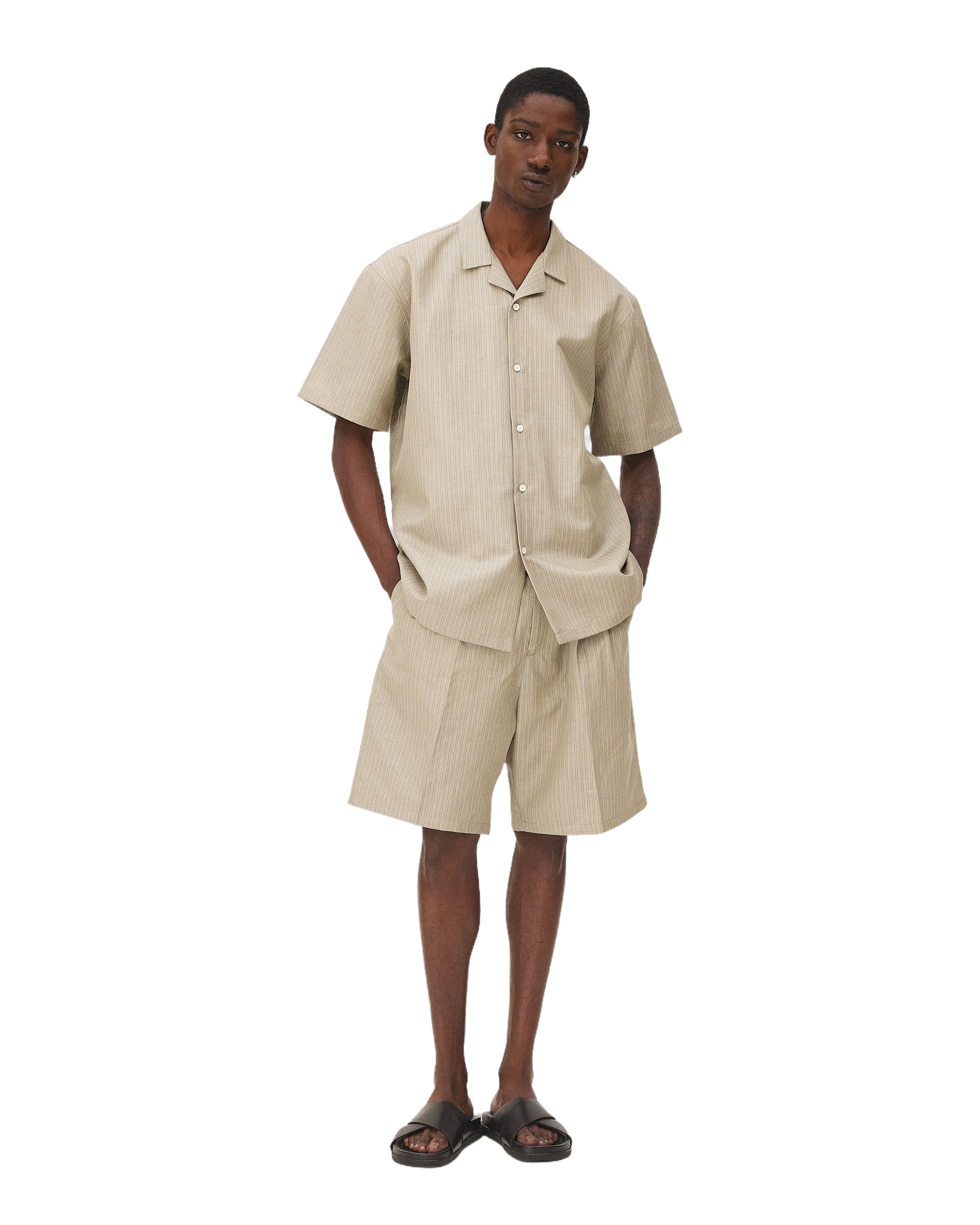 Chemise décontractée orléans beige stripes Noyoco Beige