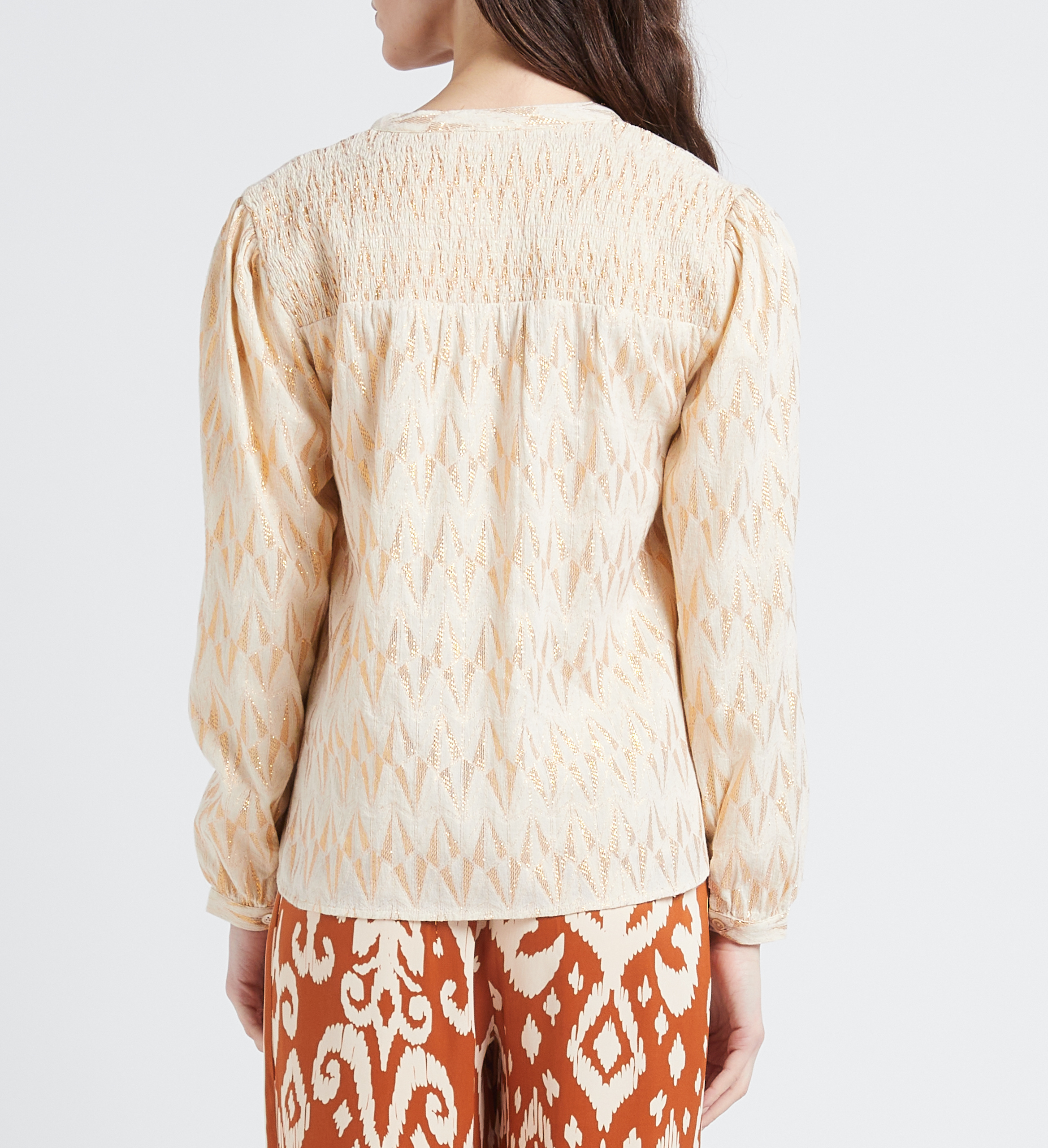 Loose-fit cotton-blend shirt with mandarin collar LA PETITE ETOILE Golden