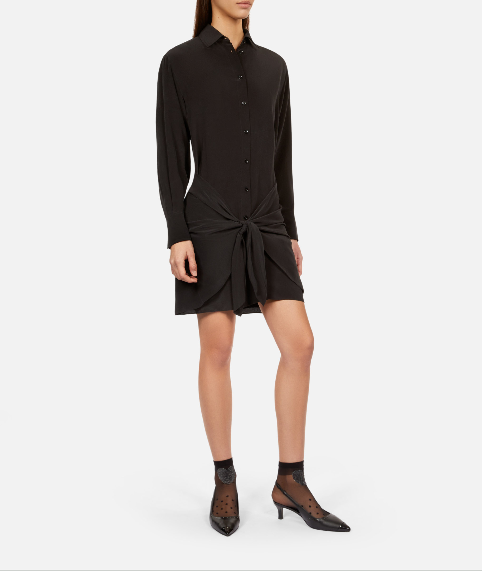 Kurzes Hemdkleid mit Seidenschleife THE KOOPLES Schwarz