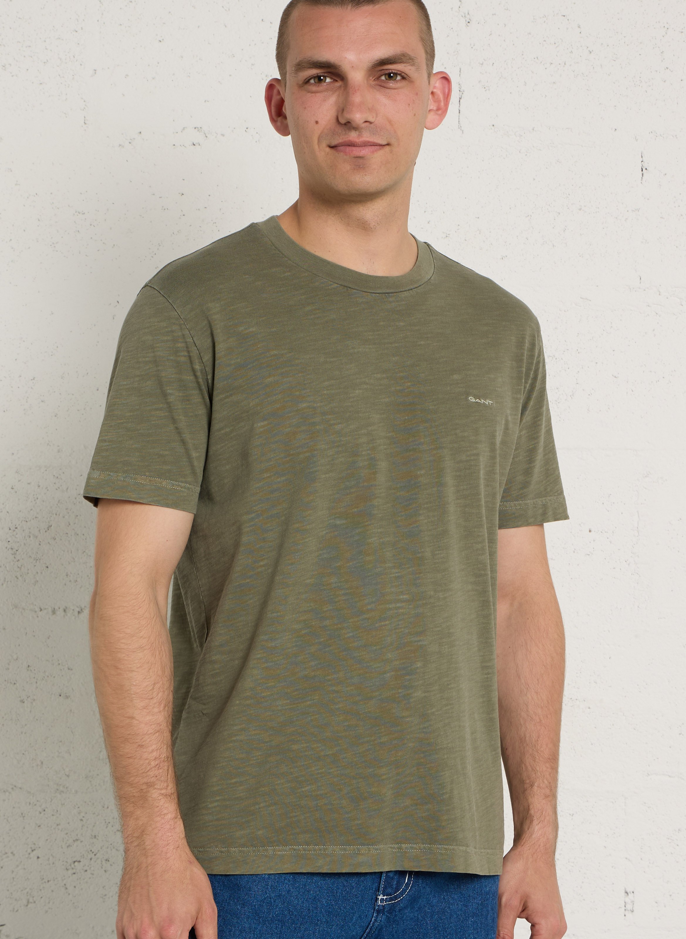 Staright embroidered round-neck cotton T-shirt GANT