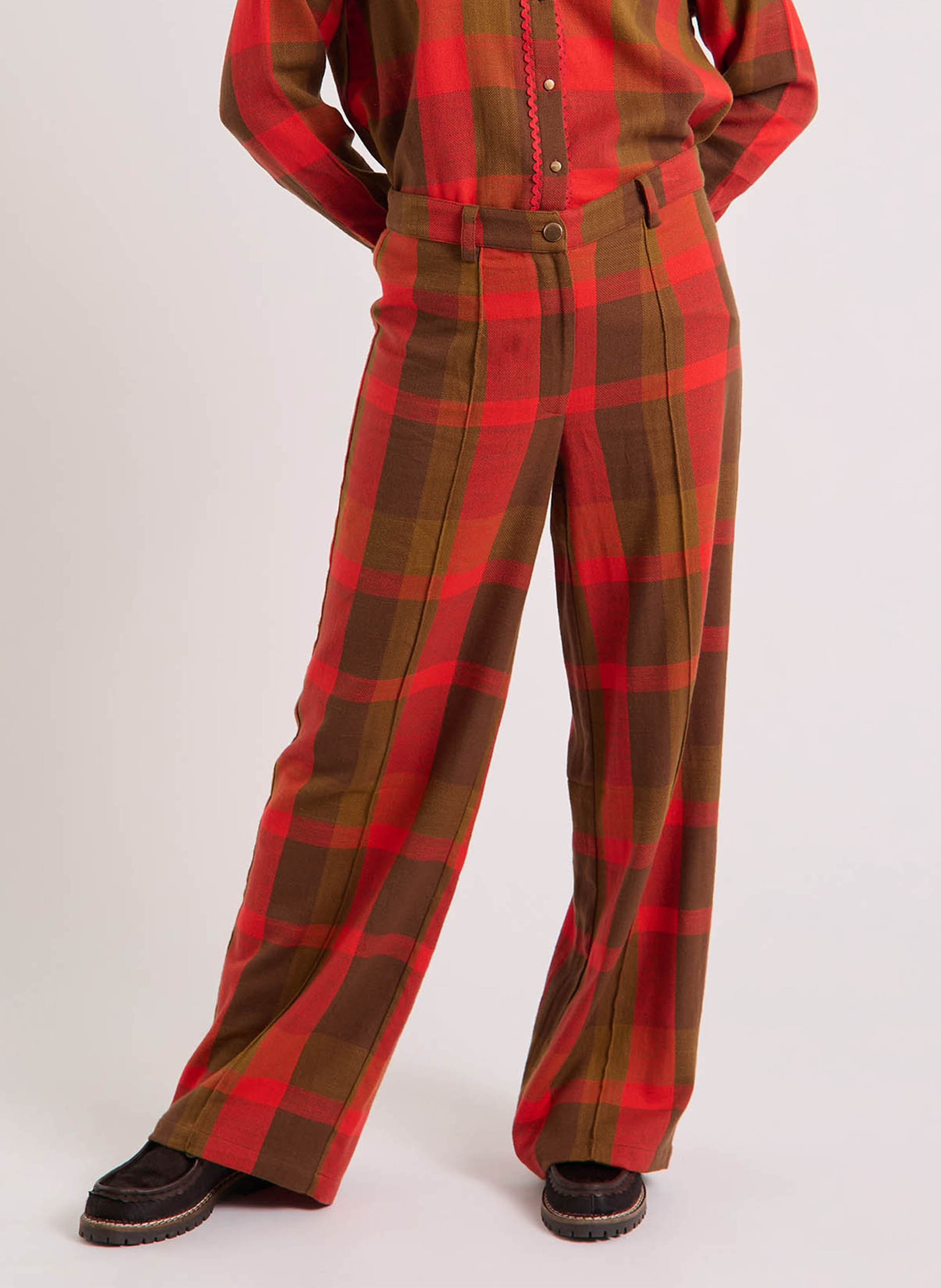 Pantalon large en coton WILD Rouge