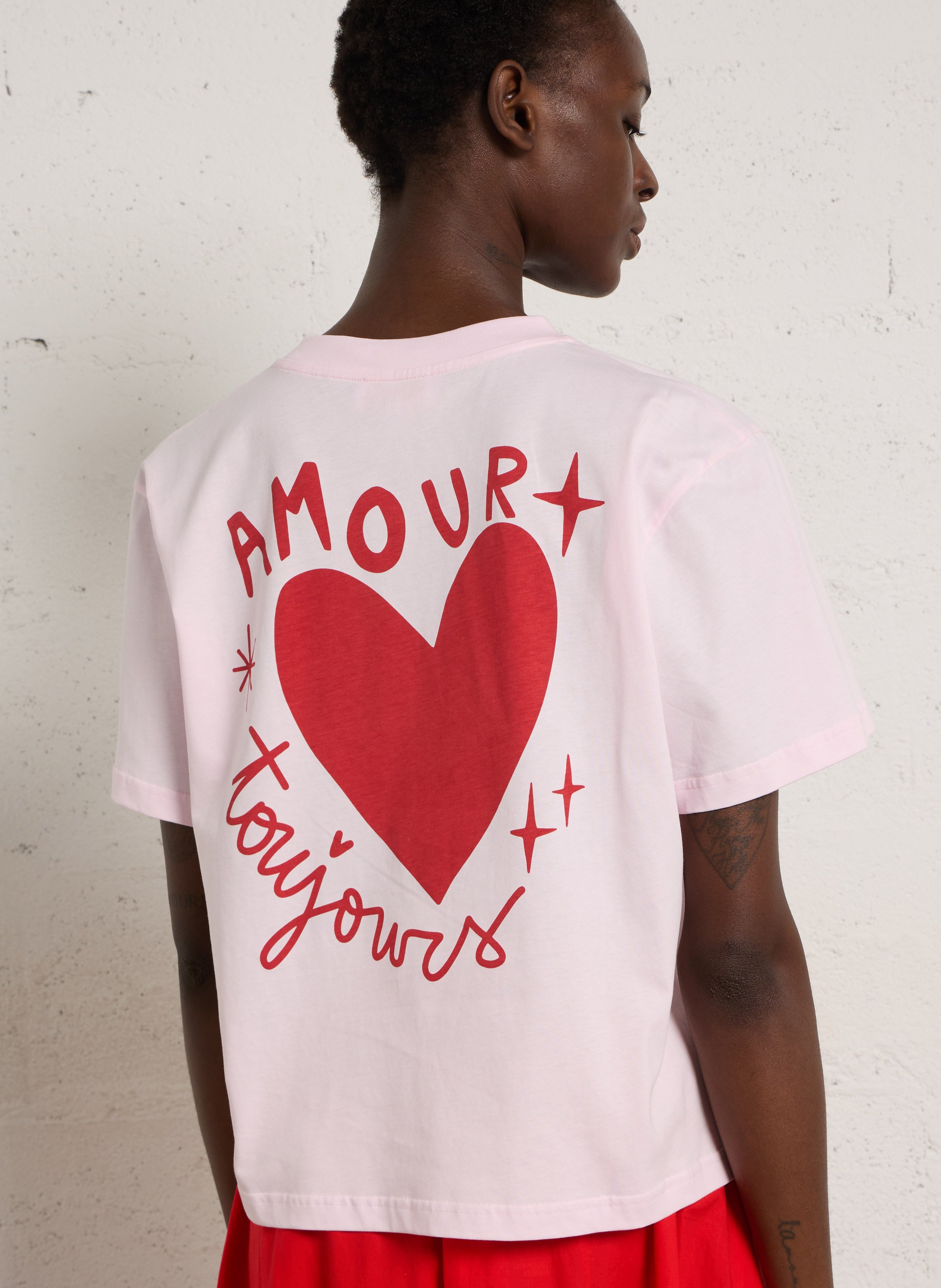 Tee-shirt col rond en coton ELISE CHALMIN Rose