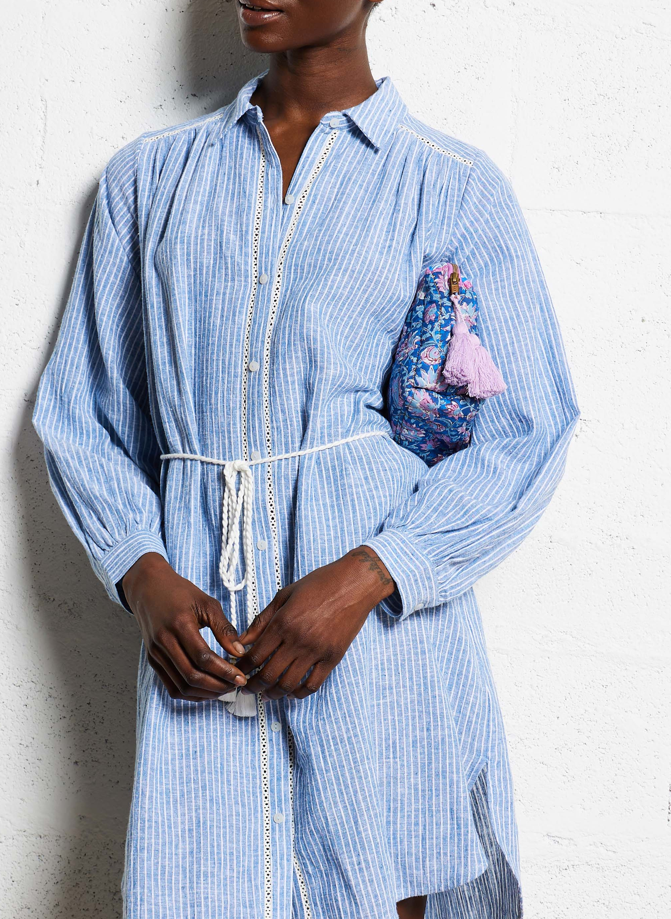 Robe midi rayée en coton bio LOUISE MISHA Bleu