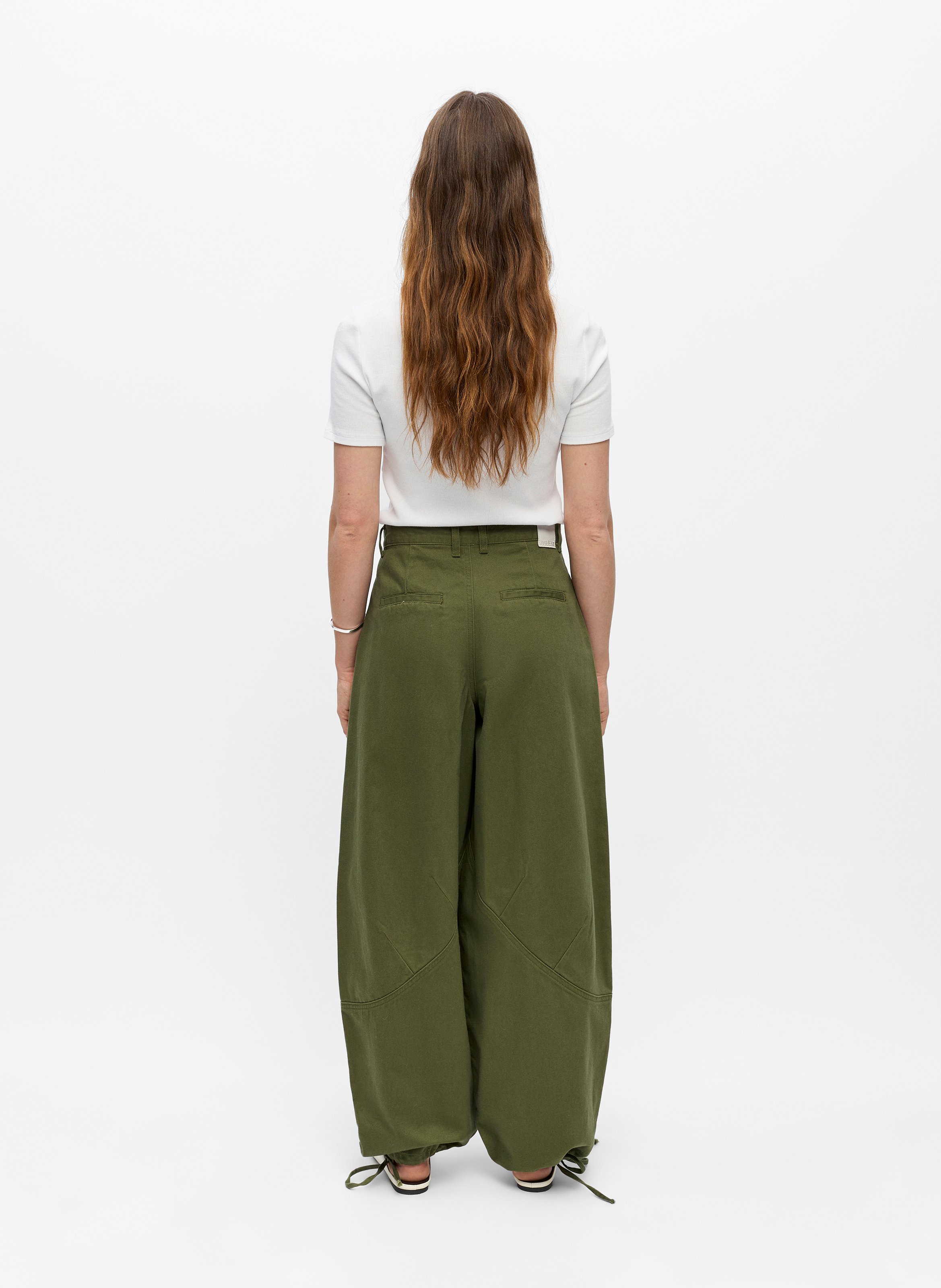 Wide trousers in organic cotton and linen blend OBJECT Green