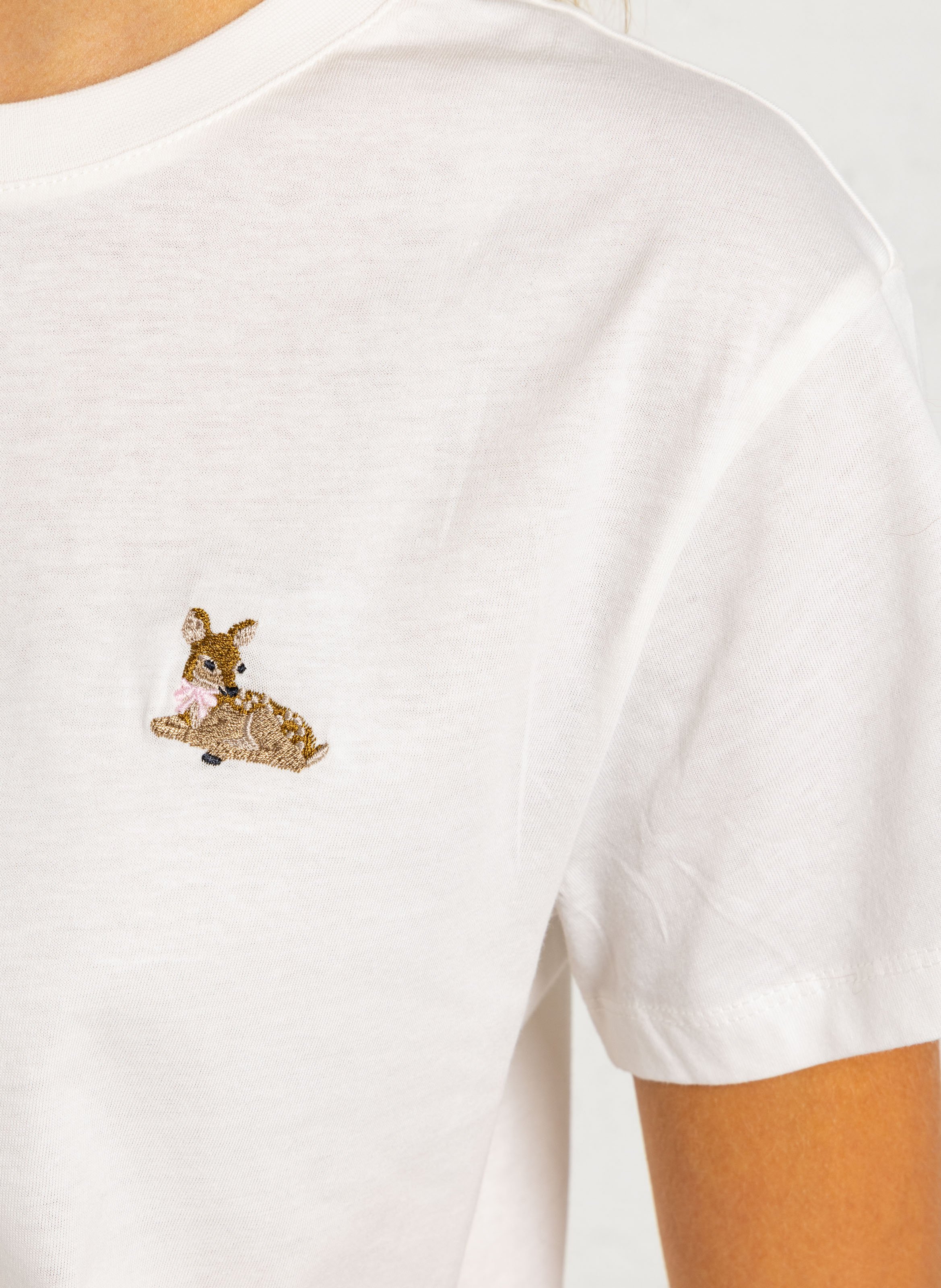 Recht, katoenen T-shirt met ronde hals en borduursel DES PETITS HAUTS Beige