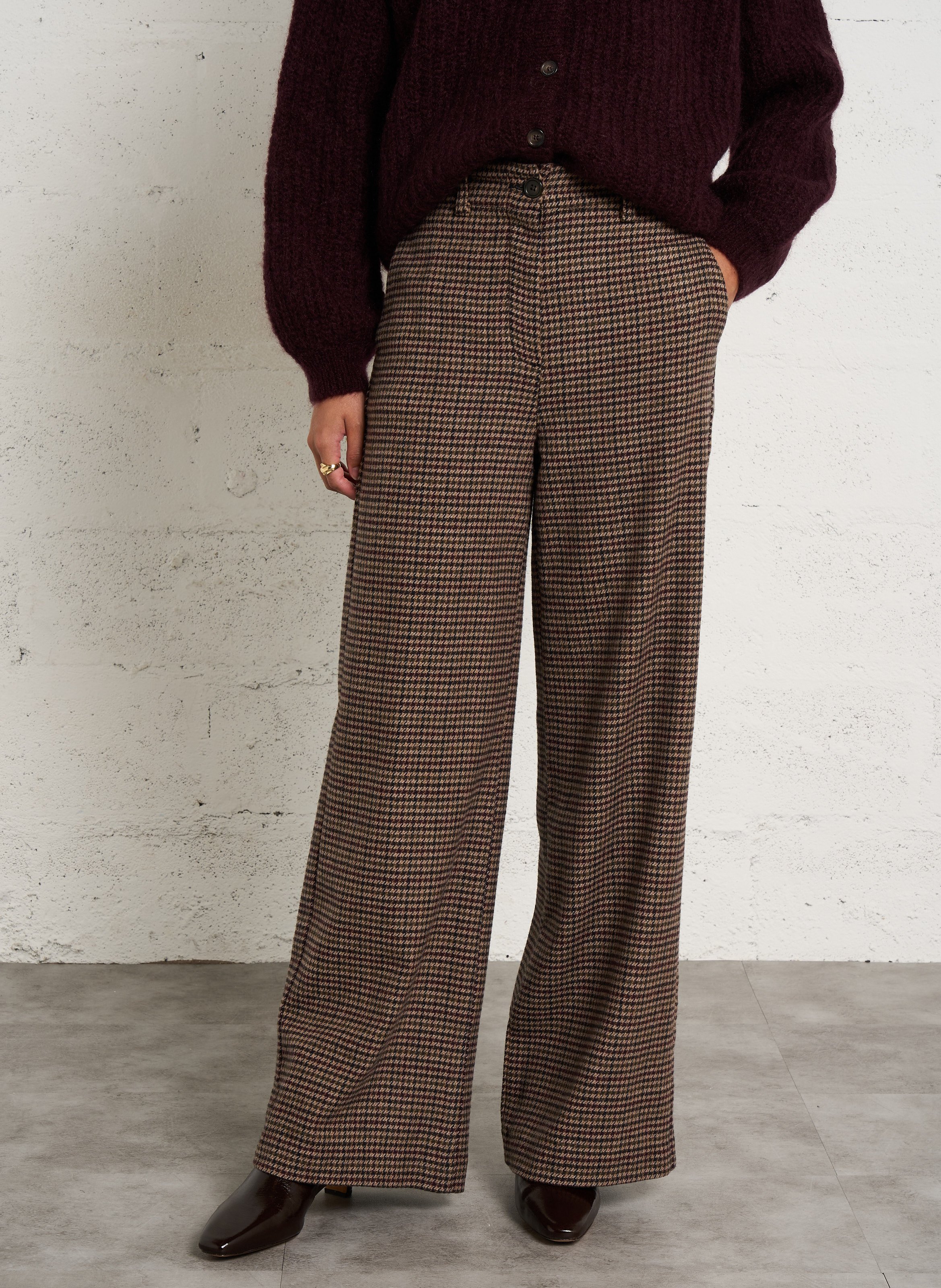 Wijde broek | wolblend DES PETITS HAUTS Veelkleurig