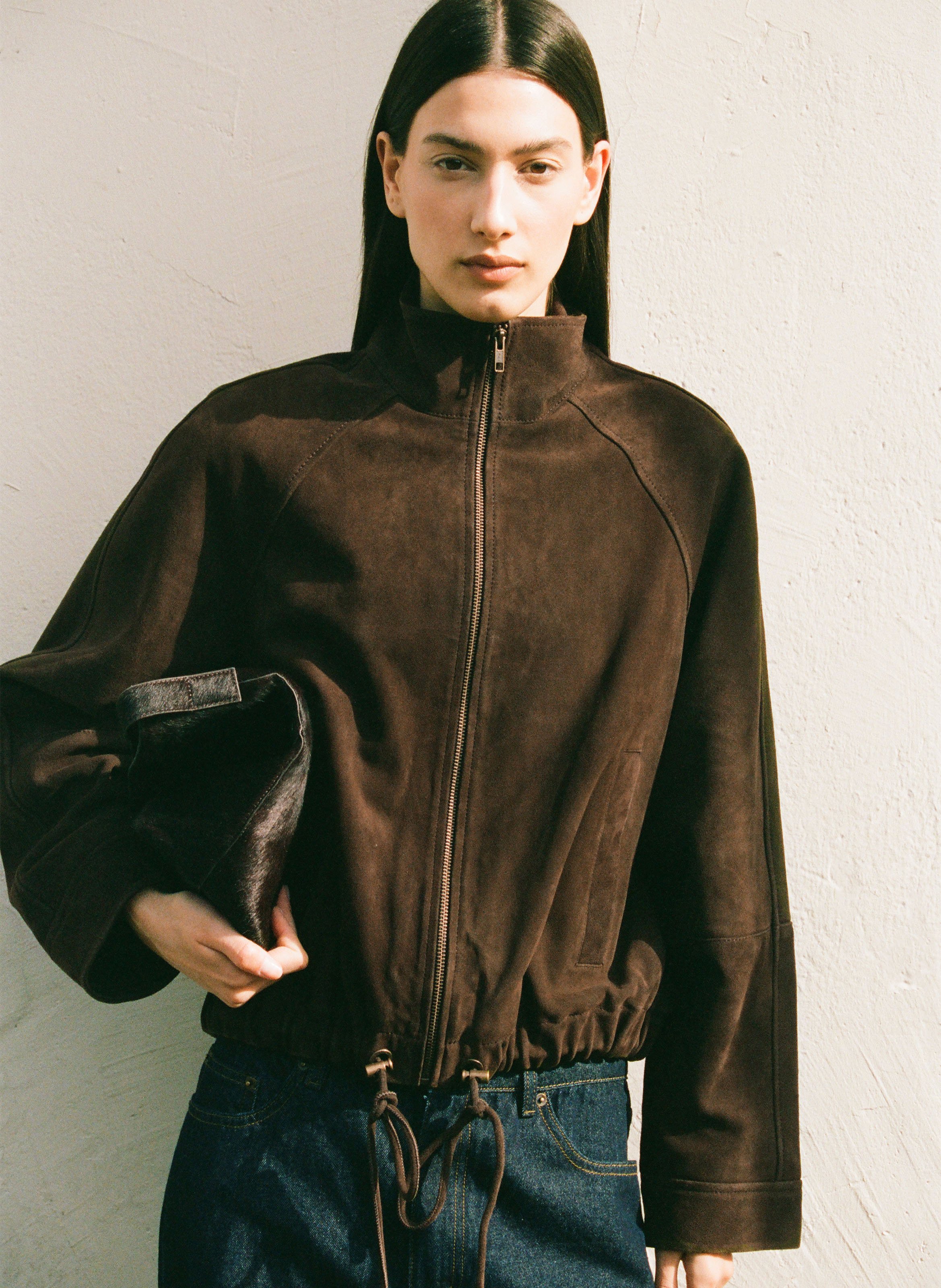 Veste oversize en cuir ROUGE EDIT Marron