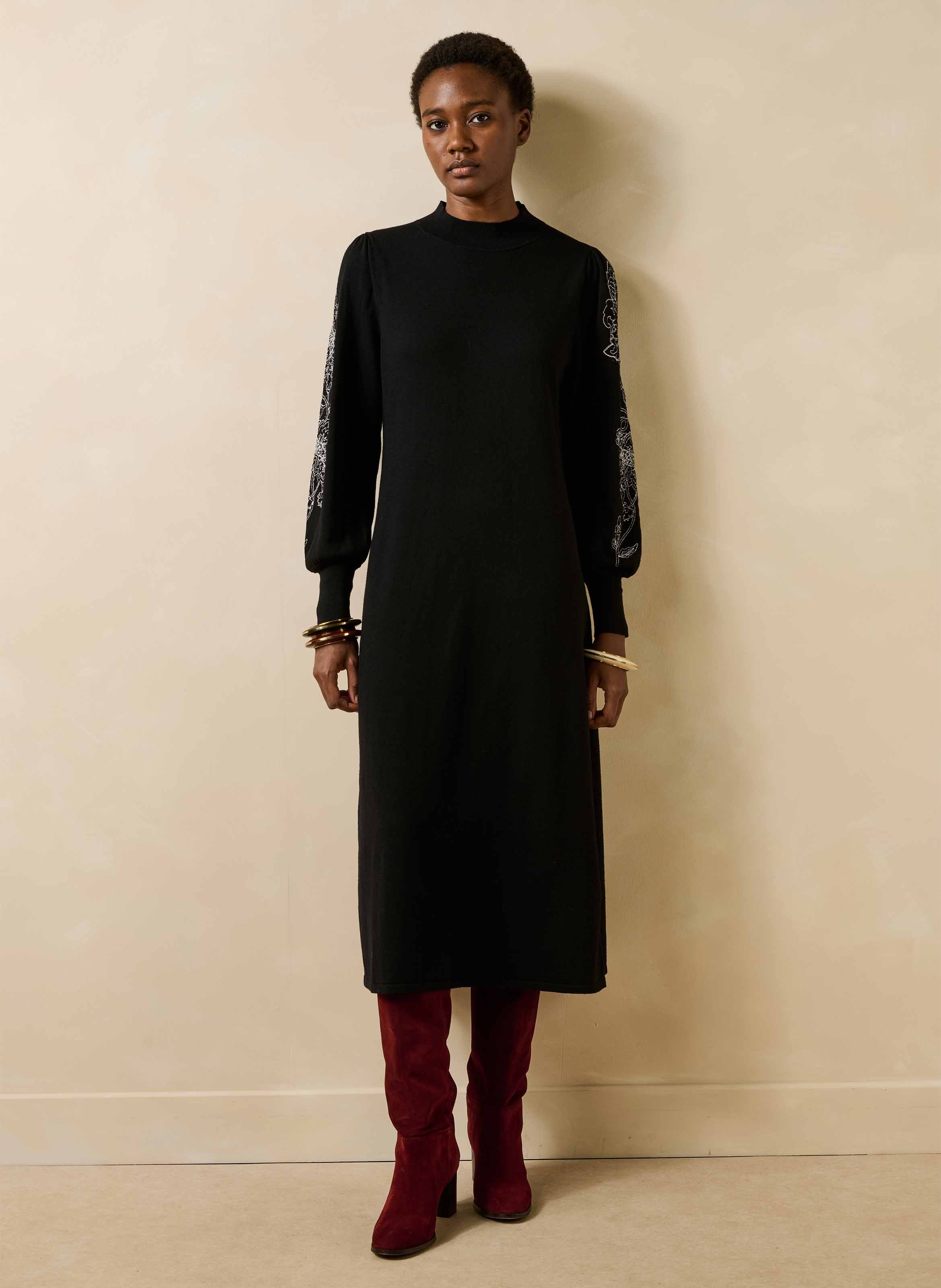 Langes, weites Pulloverkleid LA FEE MARABOUTEE Schwarz