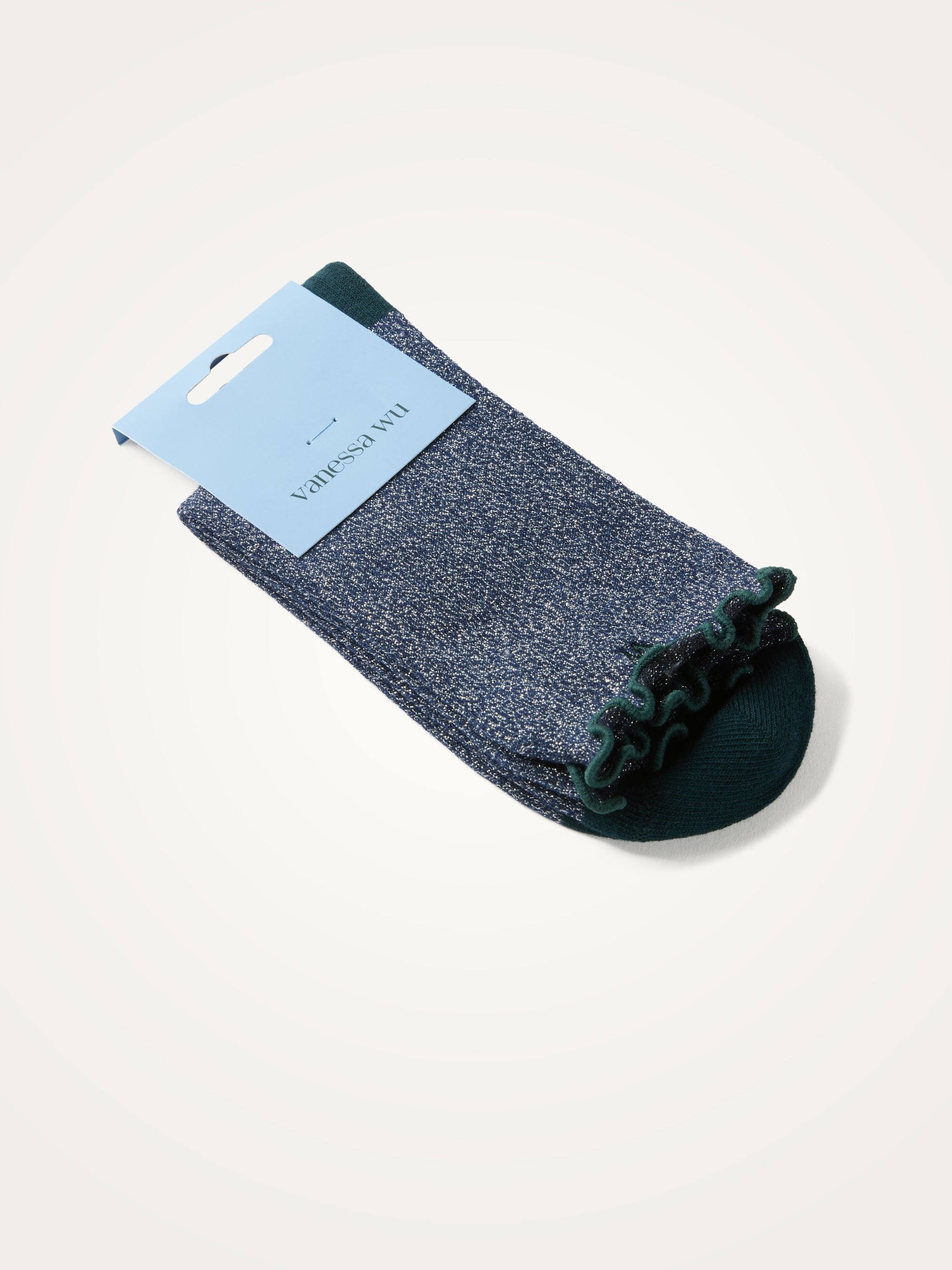 Glittery knee-high socks VANESSA WU Blue