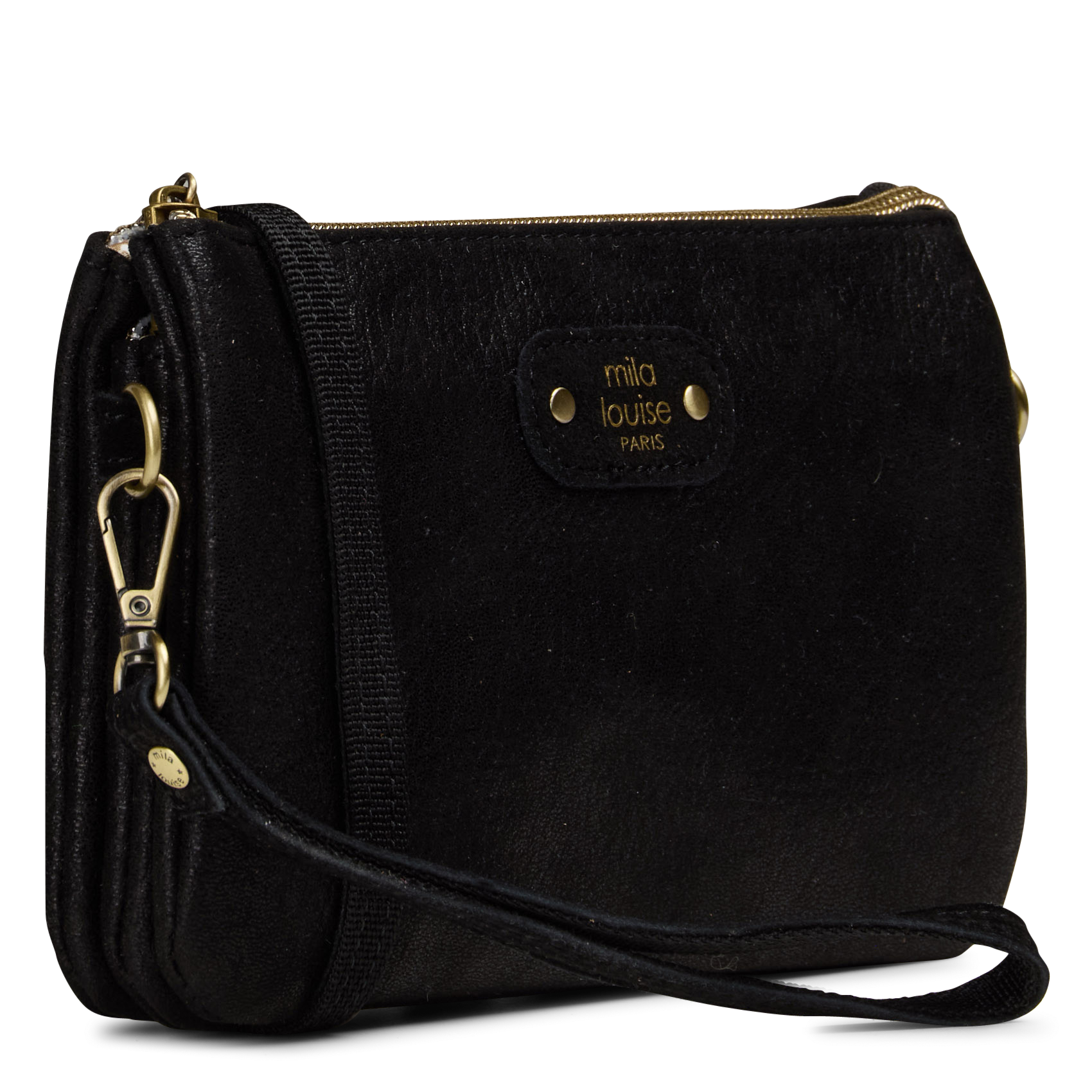 Ledertasche aus gemischtem Leder MILA LOUISE Schwarz