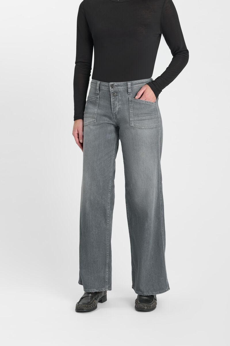 Jeans loose, large wide leg , longueur 34 LE TEMPS DES CERISES Gris