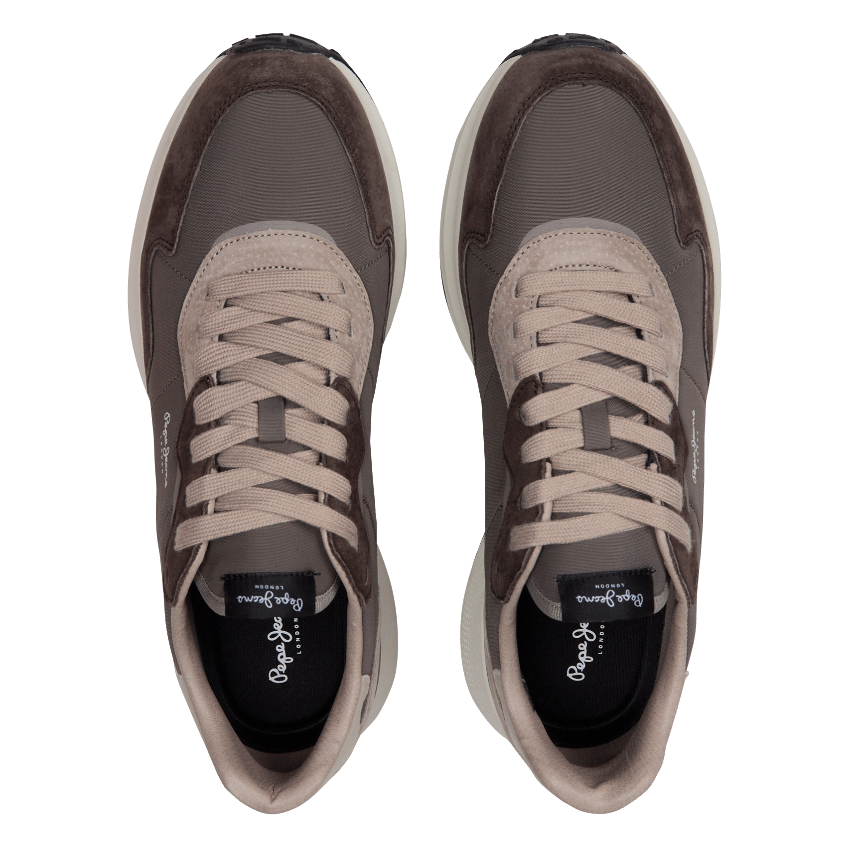 Baskets basses en cuir mélangé PEPE JEANS Marron