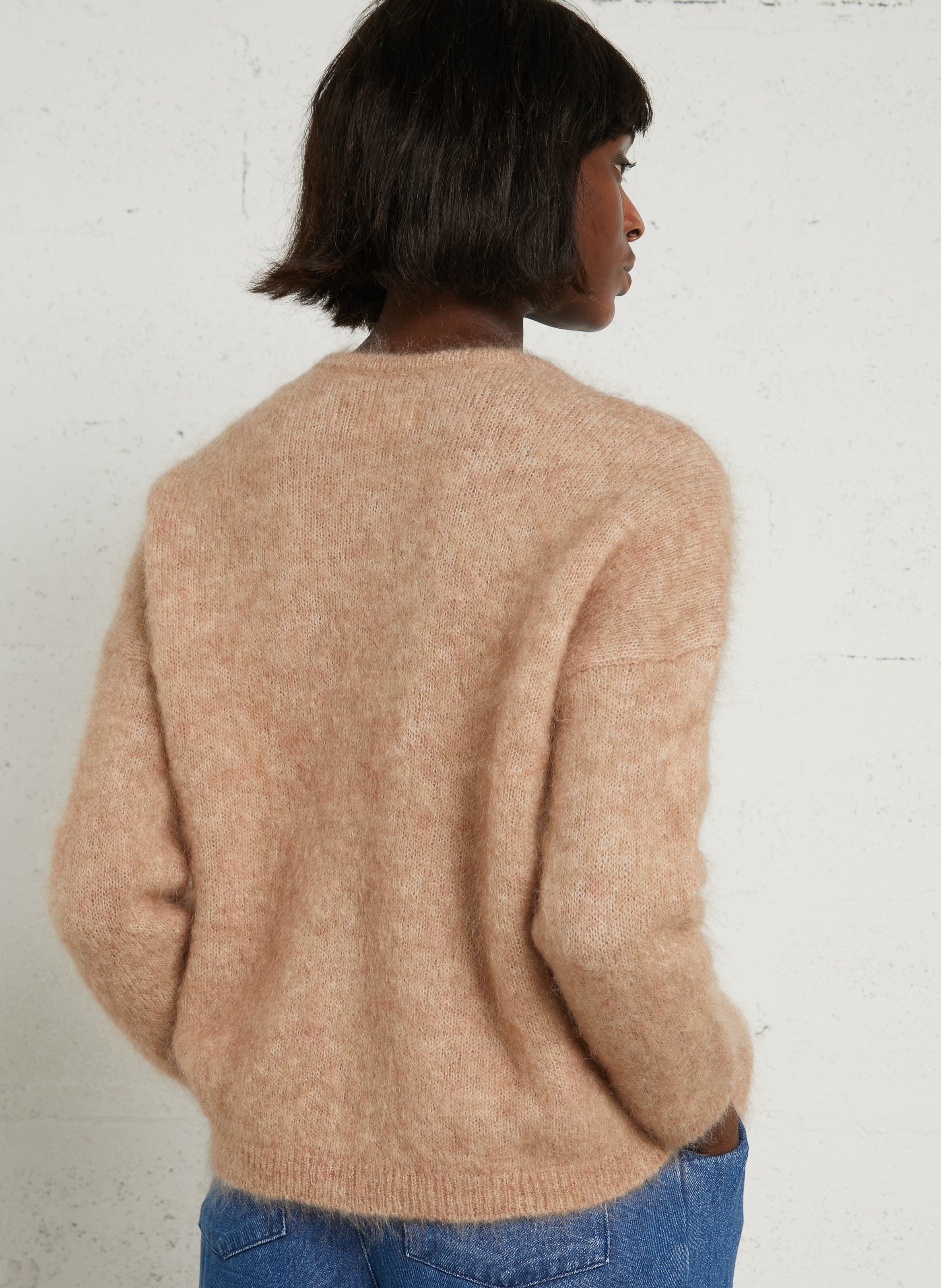 Gilet ample en mohair mélangé DES PETITS HAUTS Rose