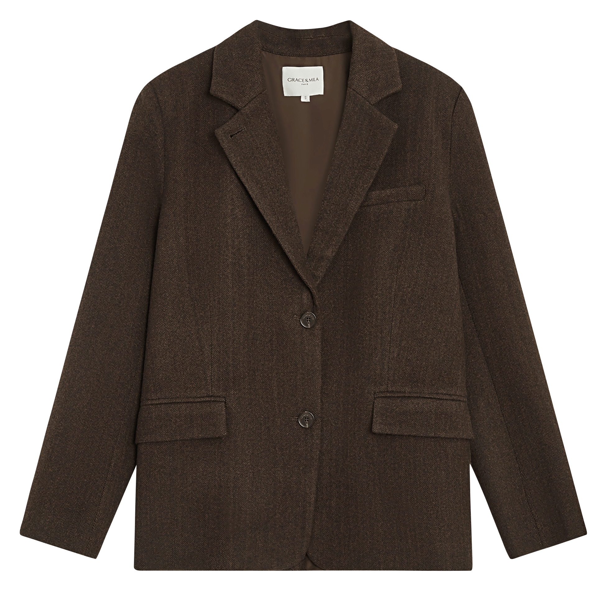 Plain structured tailored jacket GRACE ET MILA Brown