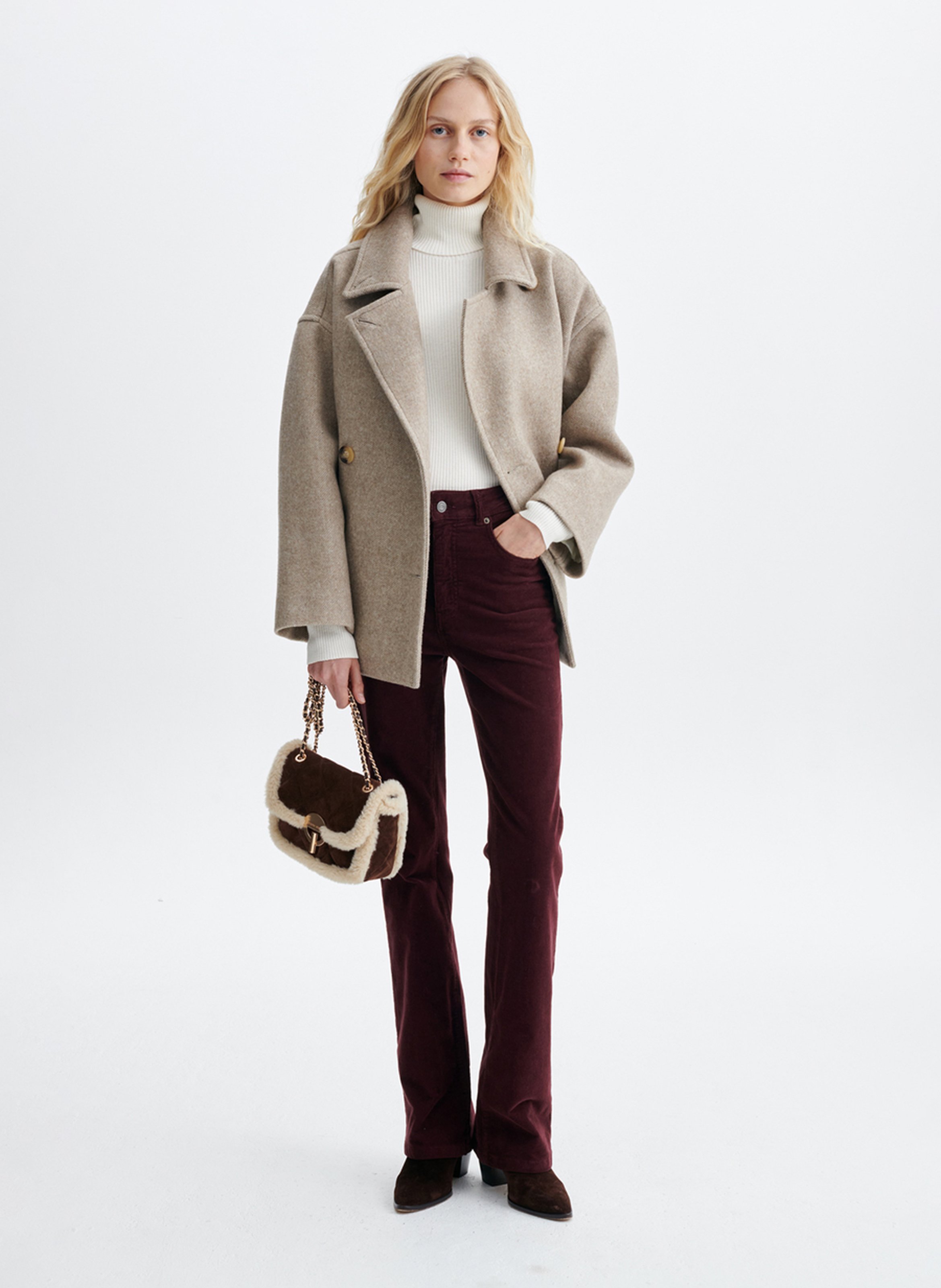 Jas met opstaande kraag - wolblend VANESSA BRUNO Beige