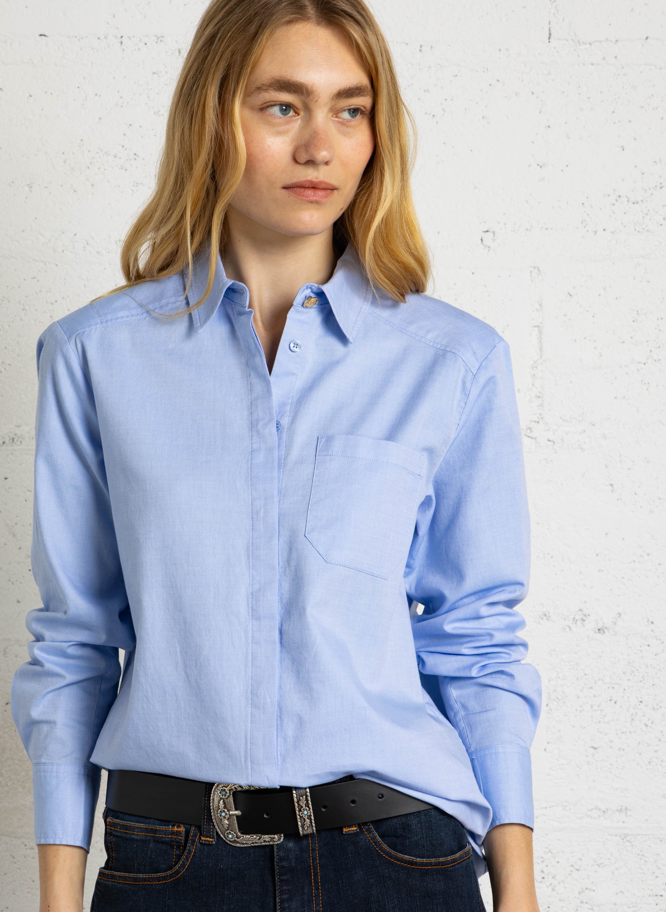 Chemise droit col classique en coton MAISON 123