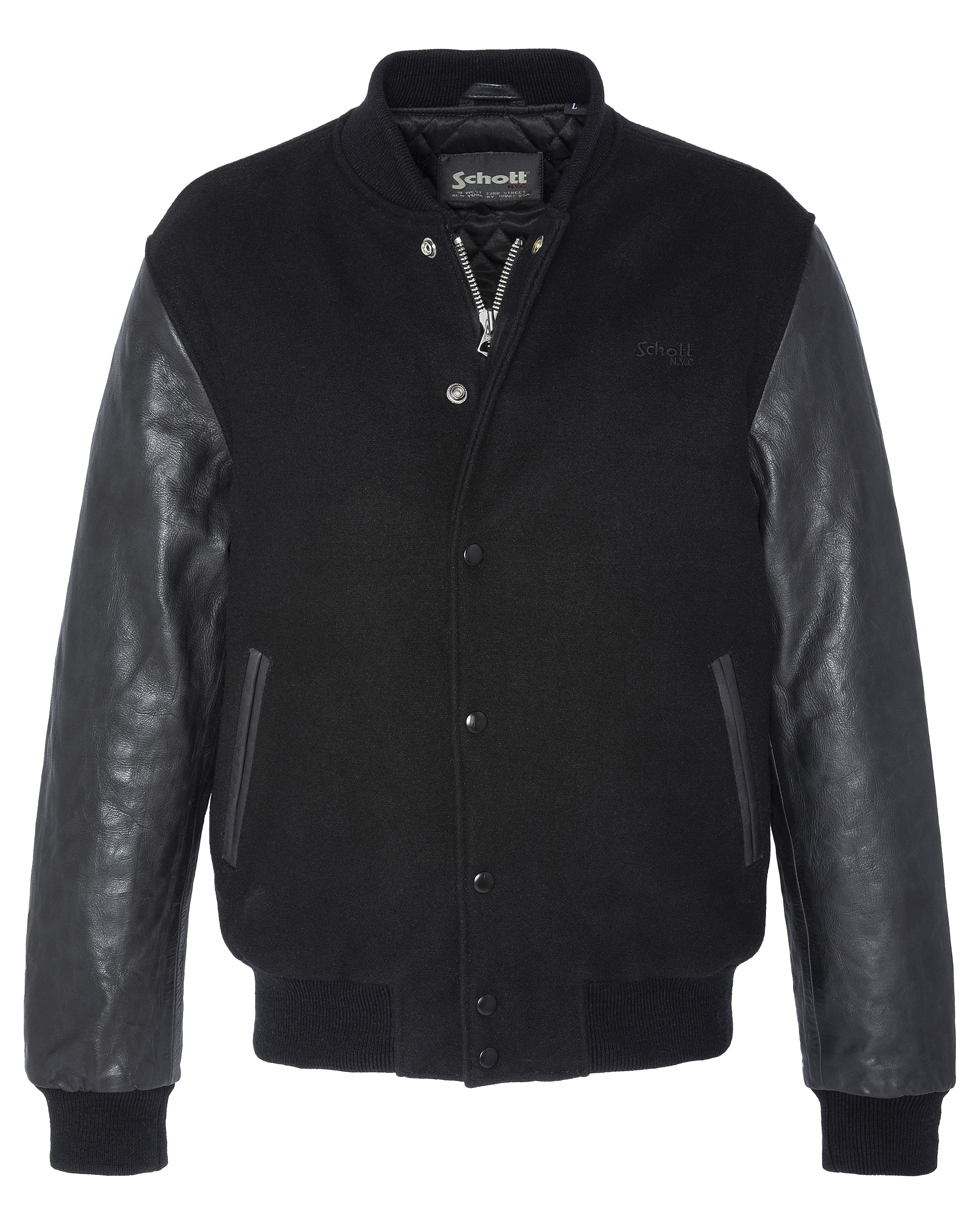 Bomber regular-fit en laine mélangée SCHOTT Noir