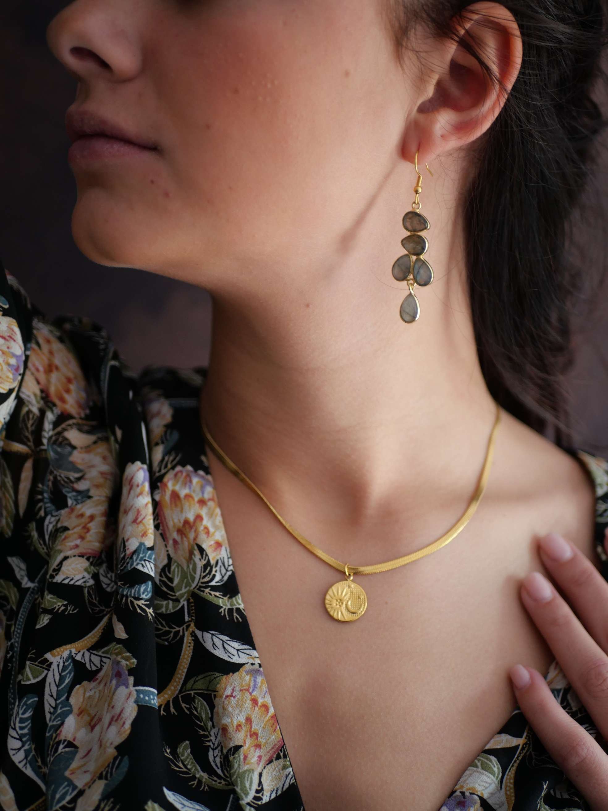 Labradorite earrings GINANDGER Grey