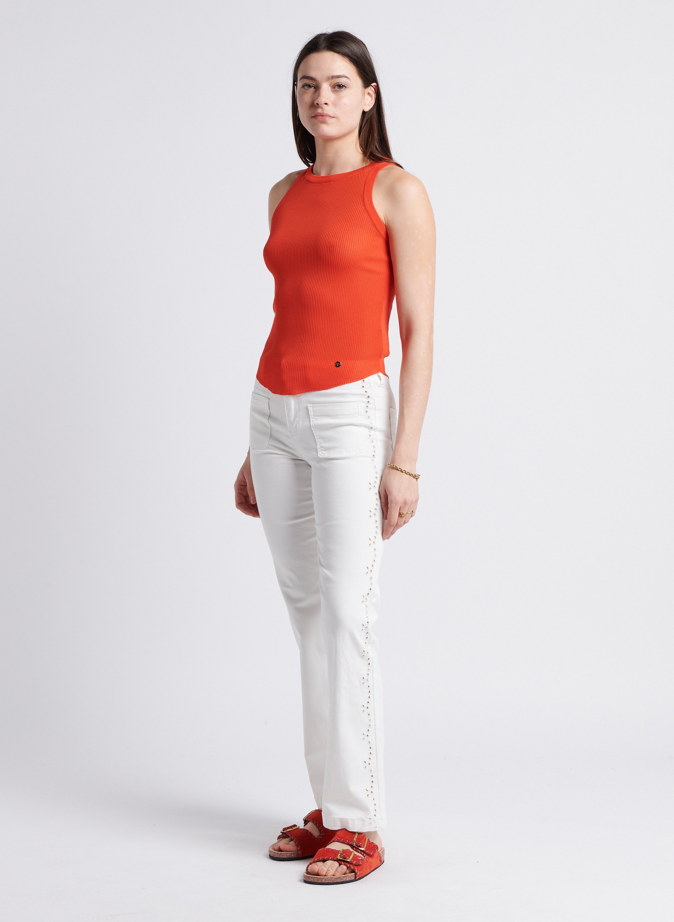 Débardeur à côtes en maille LA PETITE ETOILE Orange