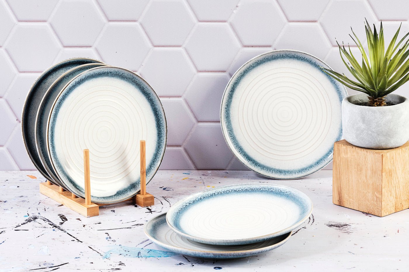 Cosmos plate ø21.5cm - 6 pieces - azure BJORN Blue