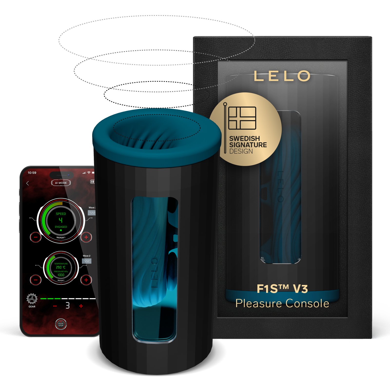 Men's masturbator with Bluetooth application, Lelo F1S V3 LELO Teal