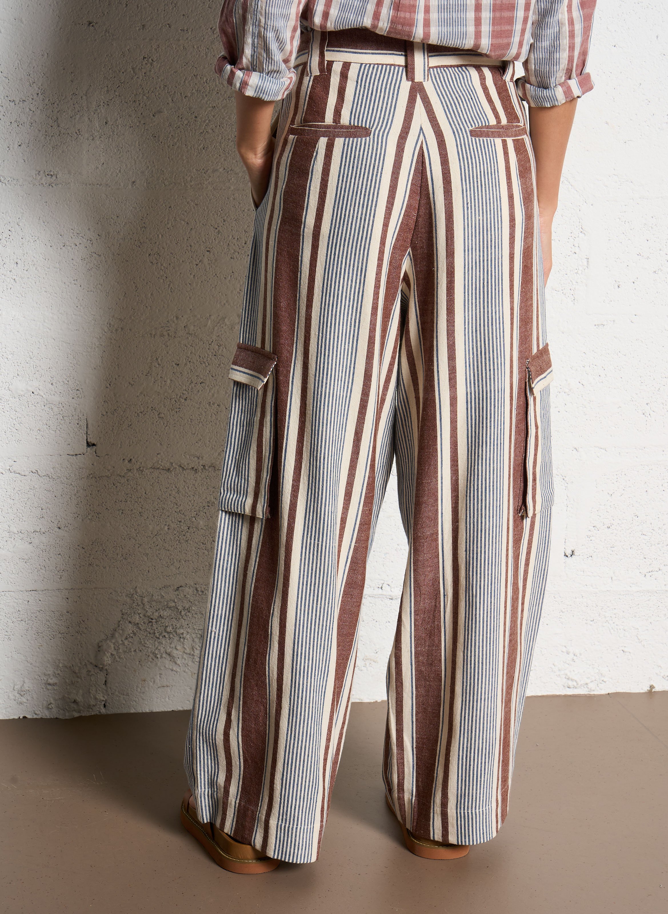Striped wide-leg pants Brown