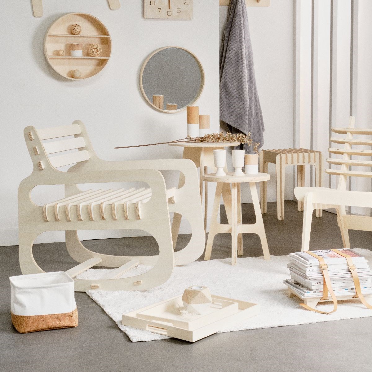 Plywood rocking chair FACTORY Beige