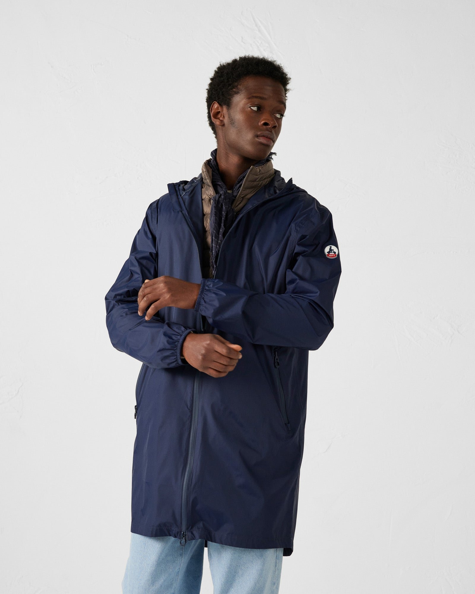 Long packable hooded raincoat Oban JOTT Blue