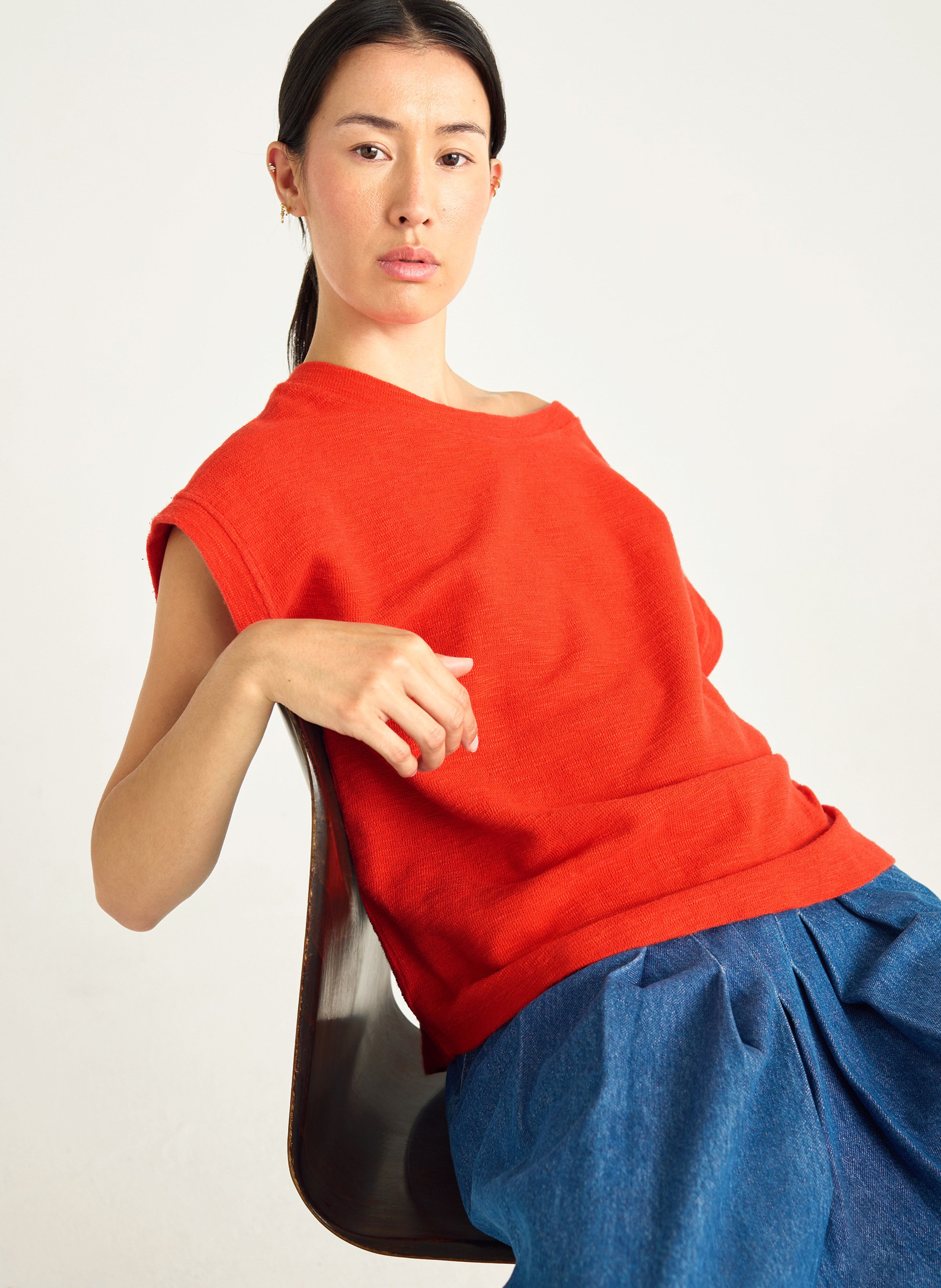 Basic cotton-mix T-shirt ACOTE Red