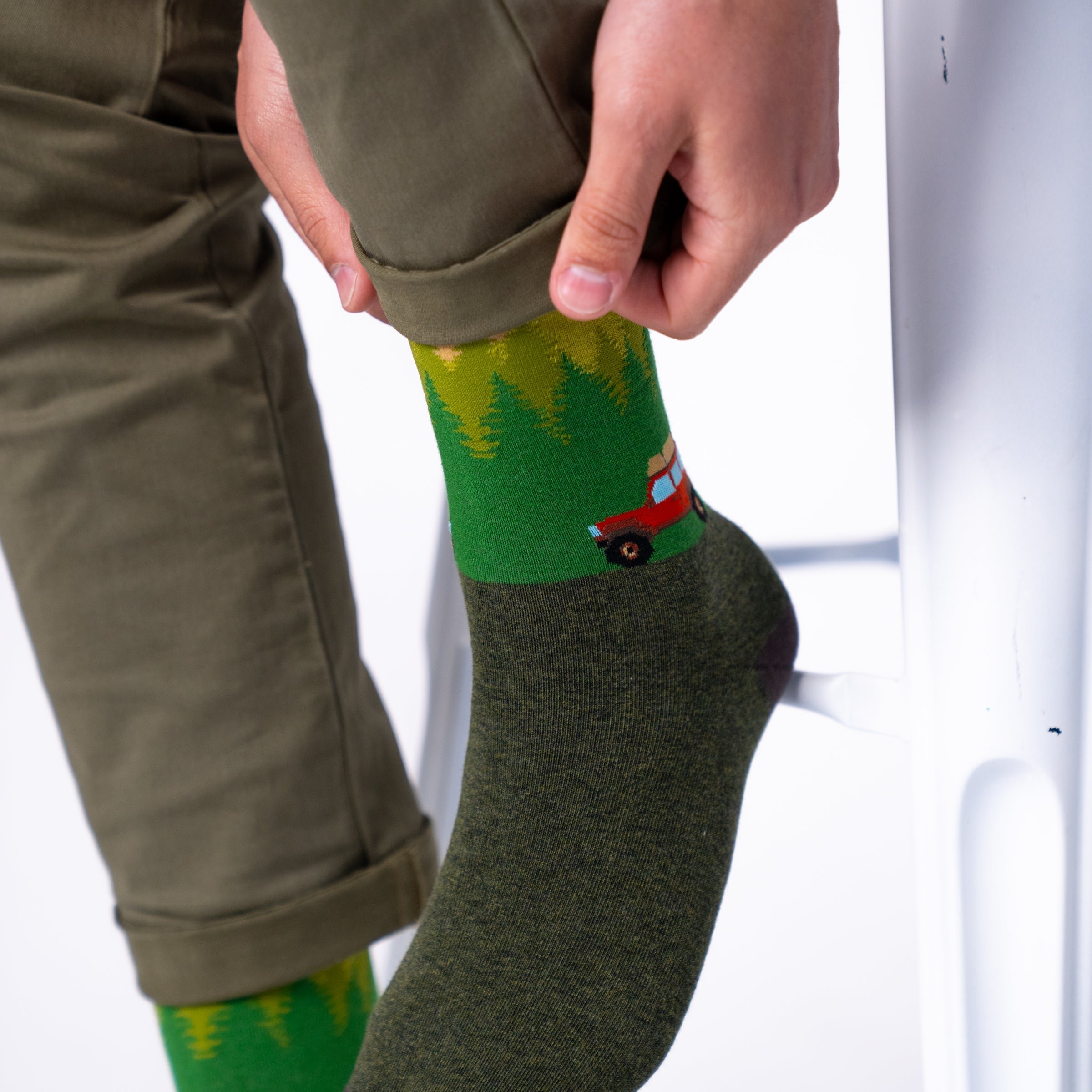 Combed cotton socks with patterns BILLYBELT Khaki