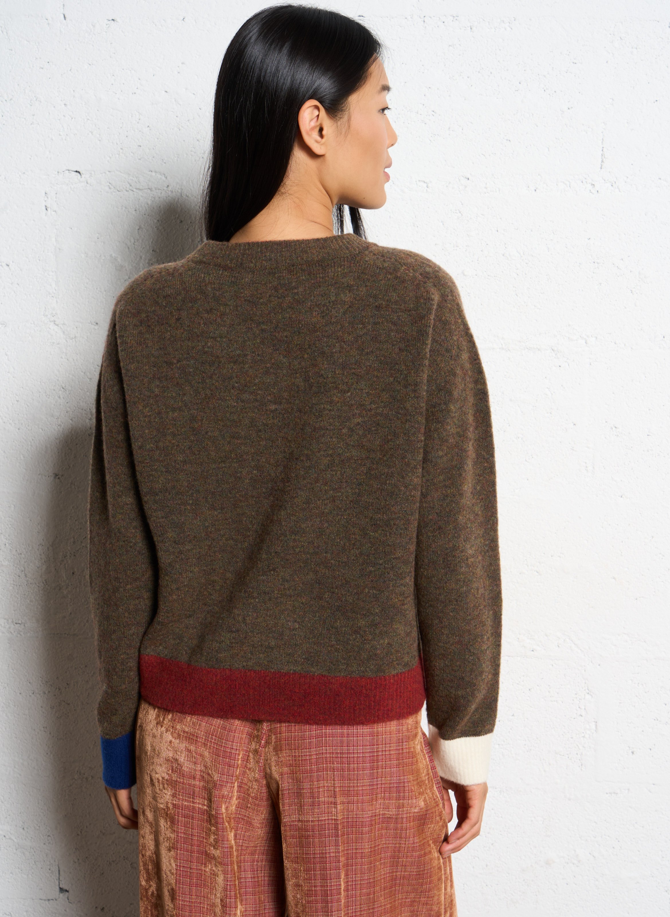 Pull large uni en laine mélangée MOMONI Vert