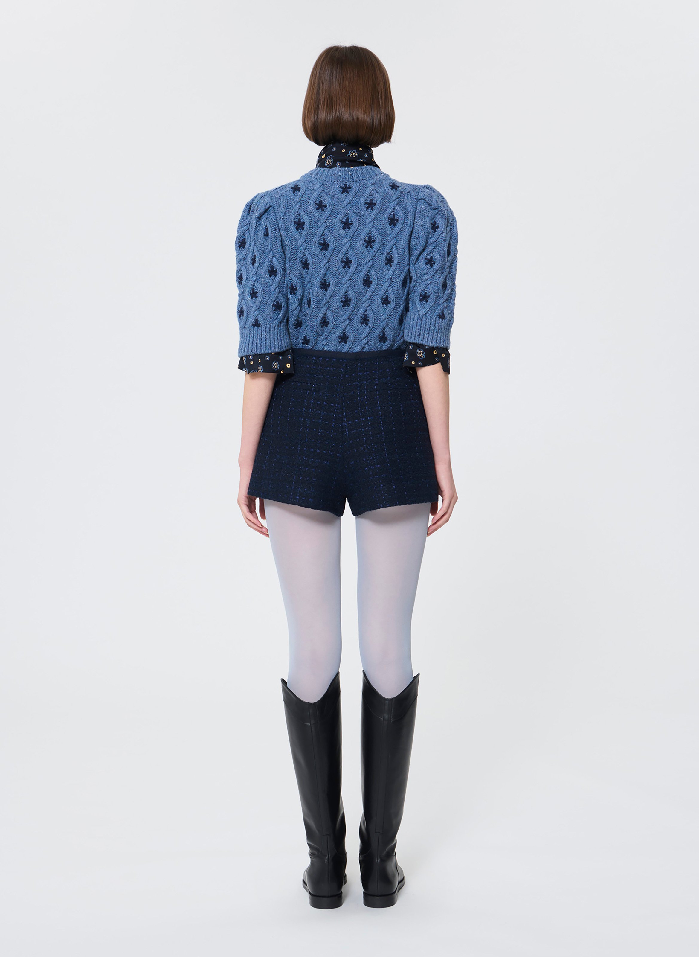 Short court en tweed TARA JARMON Bleu