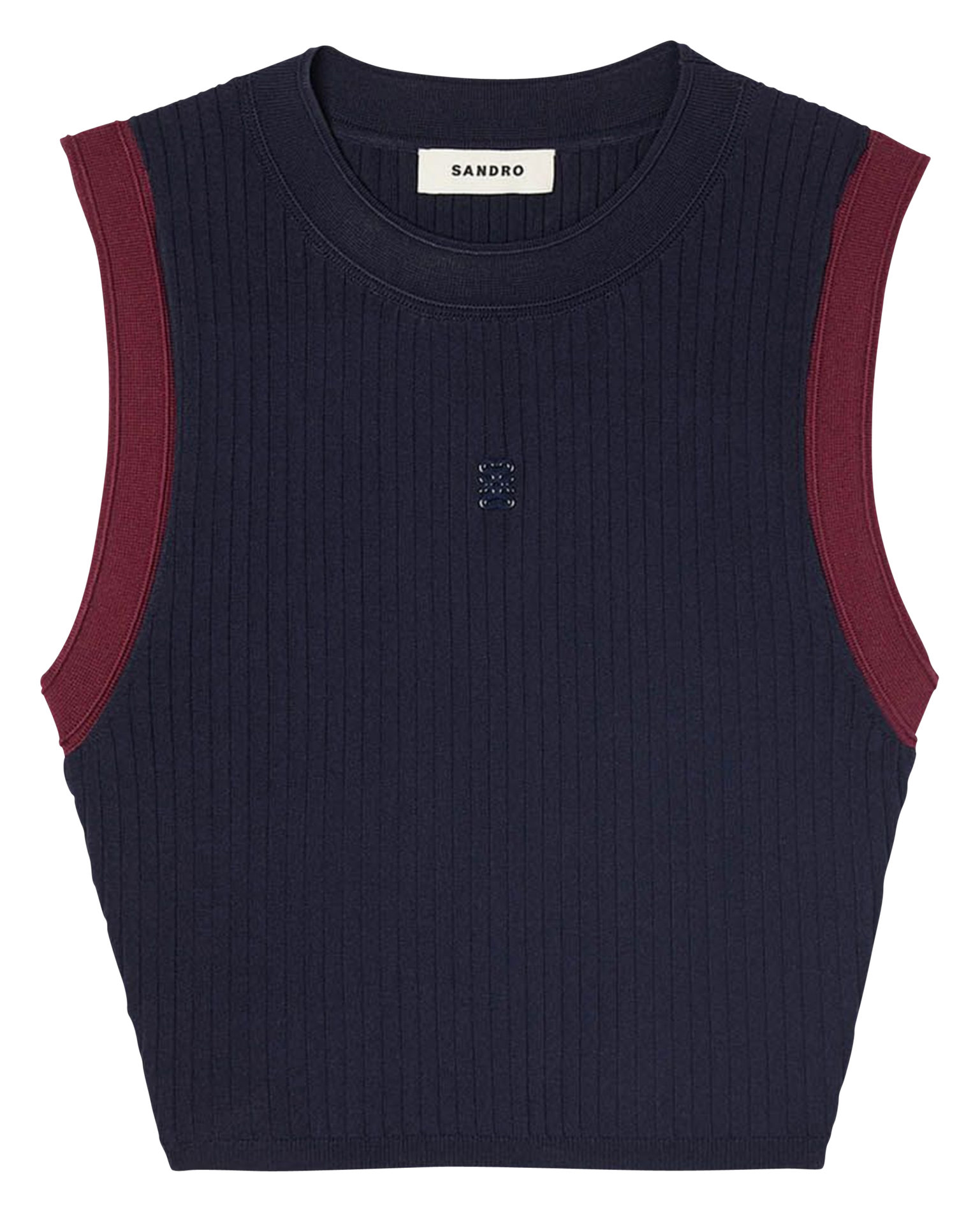 Korte aansluitende geribbelde trui SANDRO Blauw