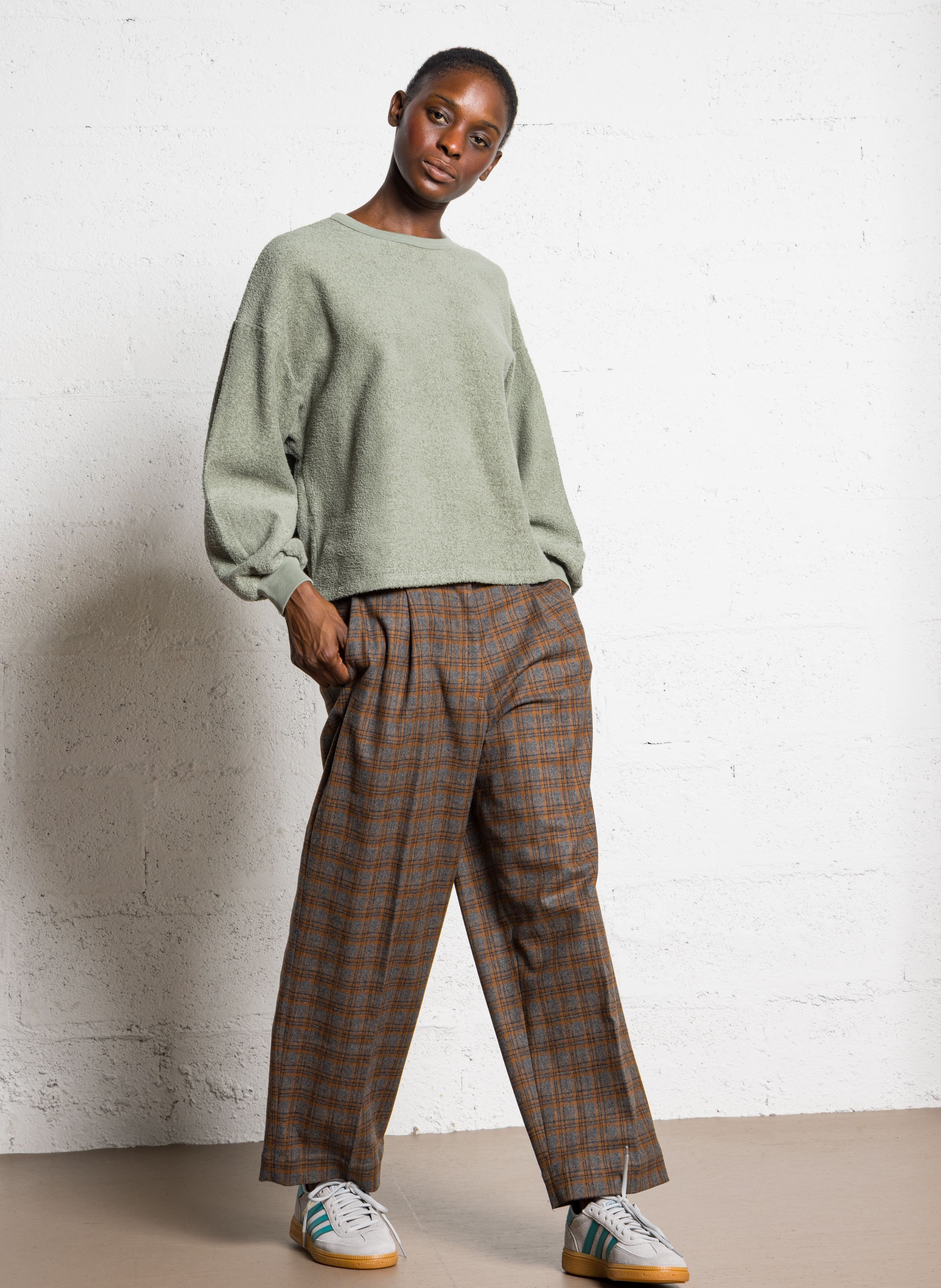 Sweat molletonné col rond en coton bio AMERICAN VINTAGE Vert