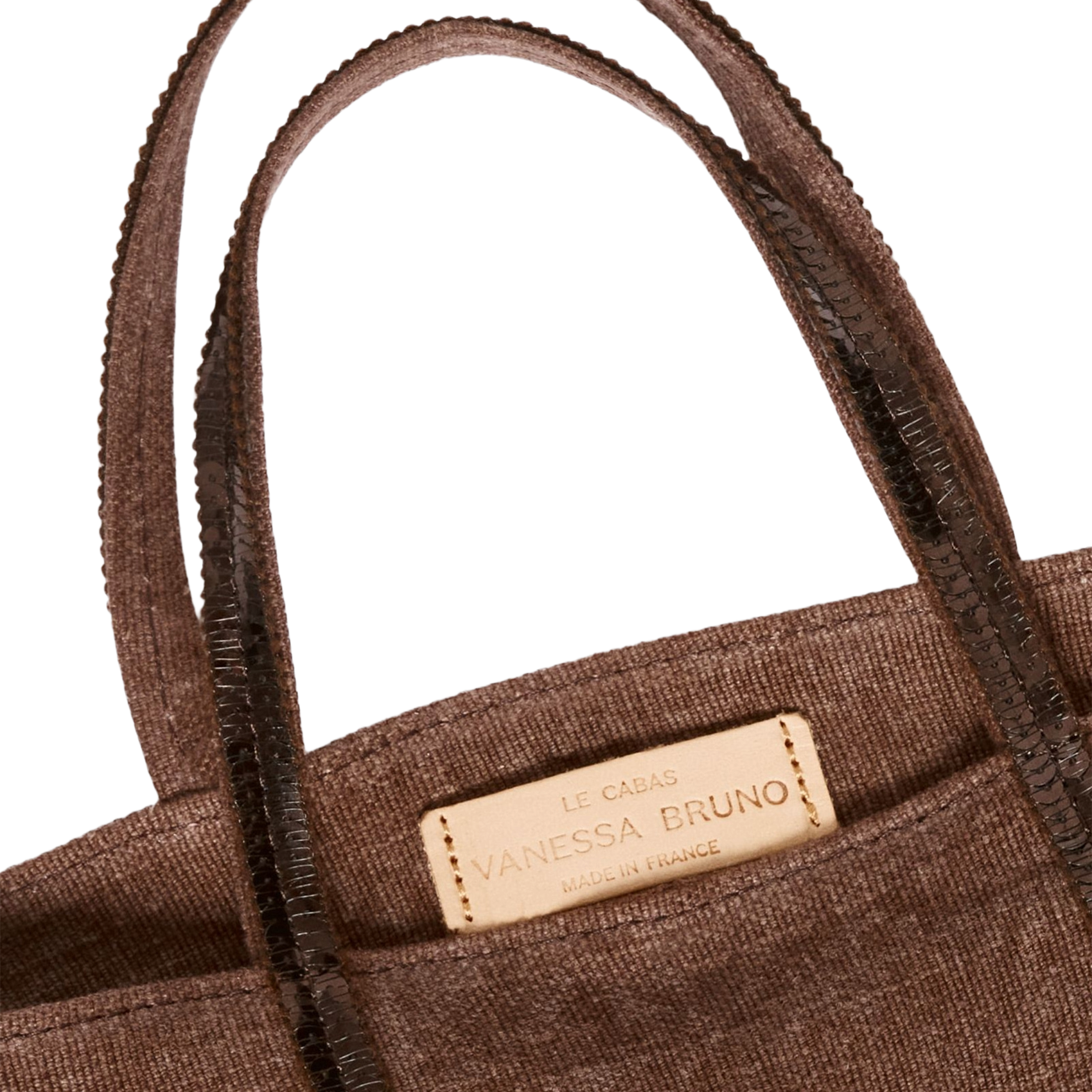 Sequined linen tote bag - Small size VANESSA BRUNO Brown