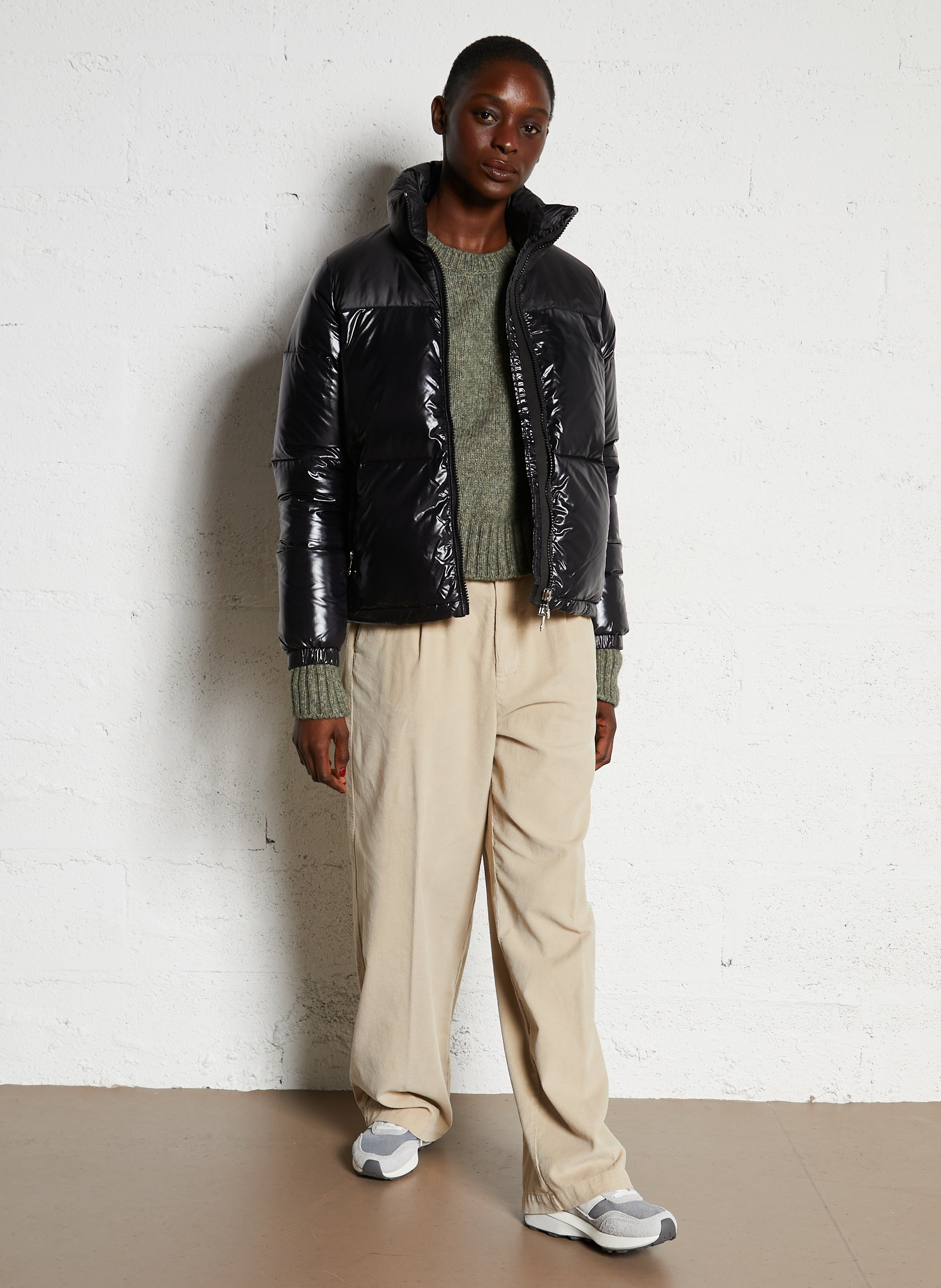 Low-top leather mix sneakers NEW BALANCE Grey