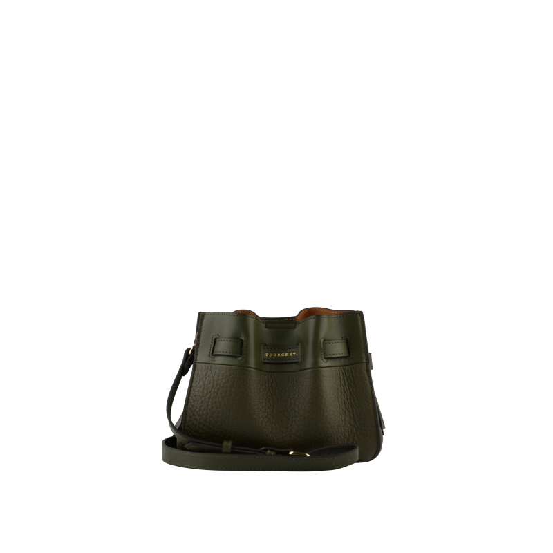 Shoulder bag - cowhide leather POURCHET Khaki
