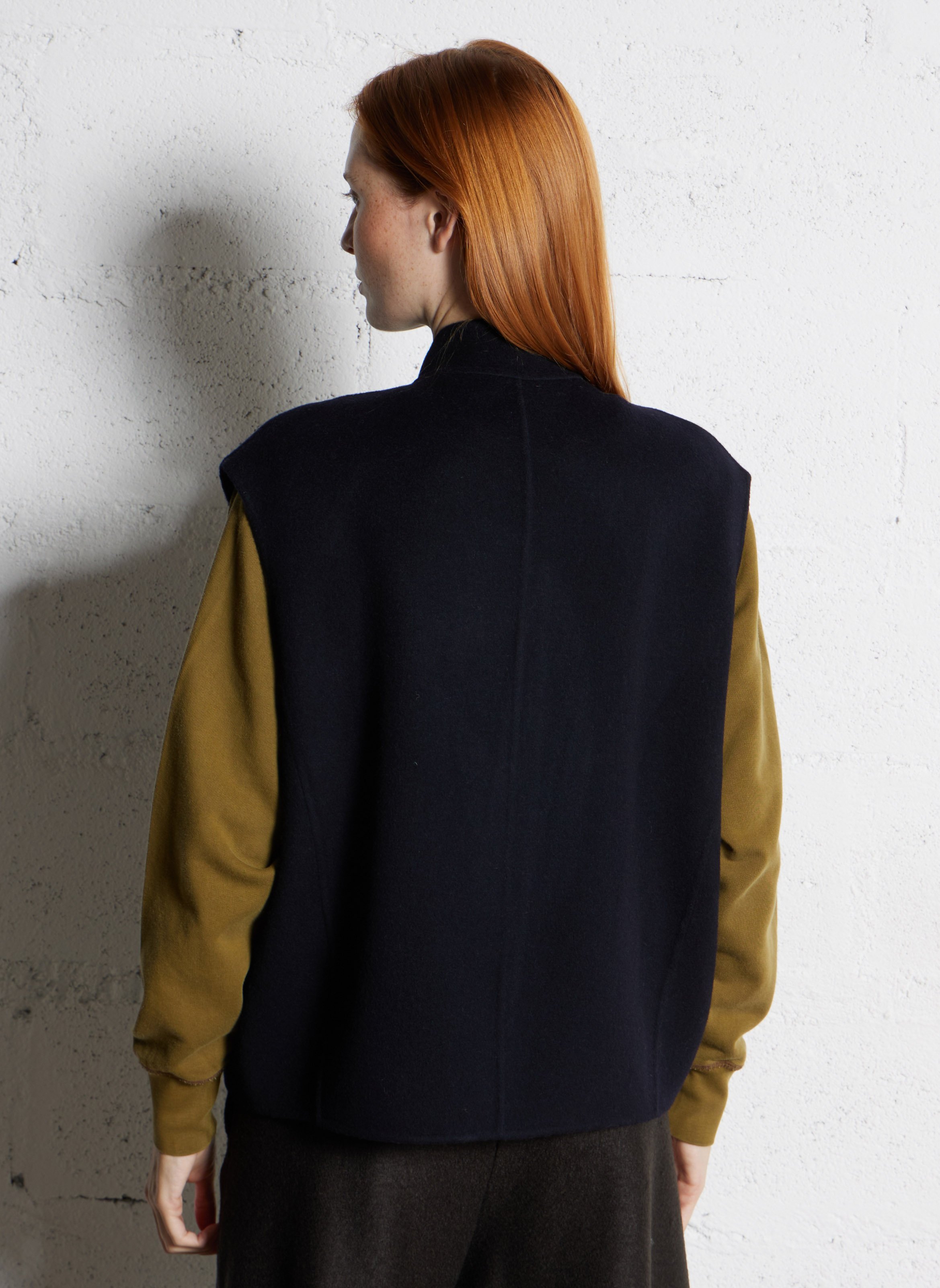 Blouson court sans manches en laine mélangée SOEUR Bleu