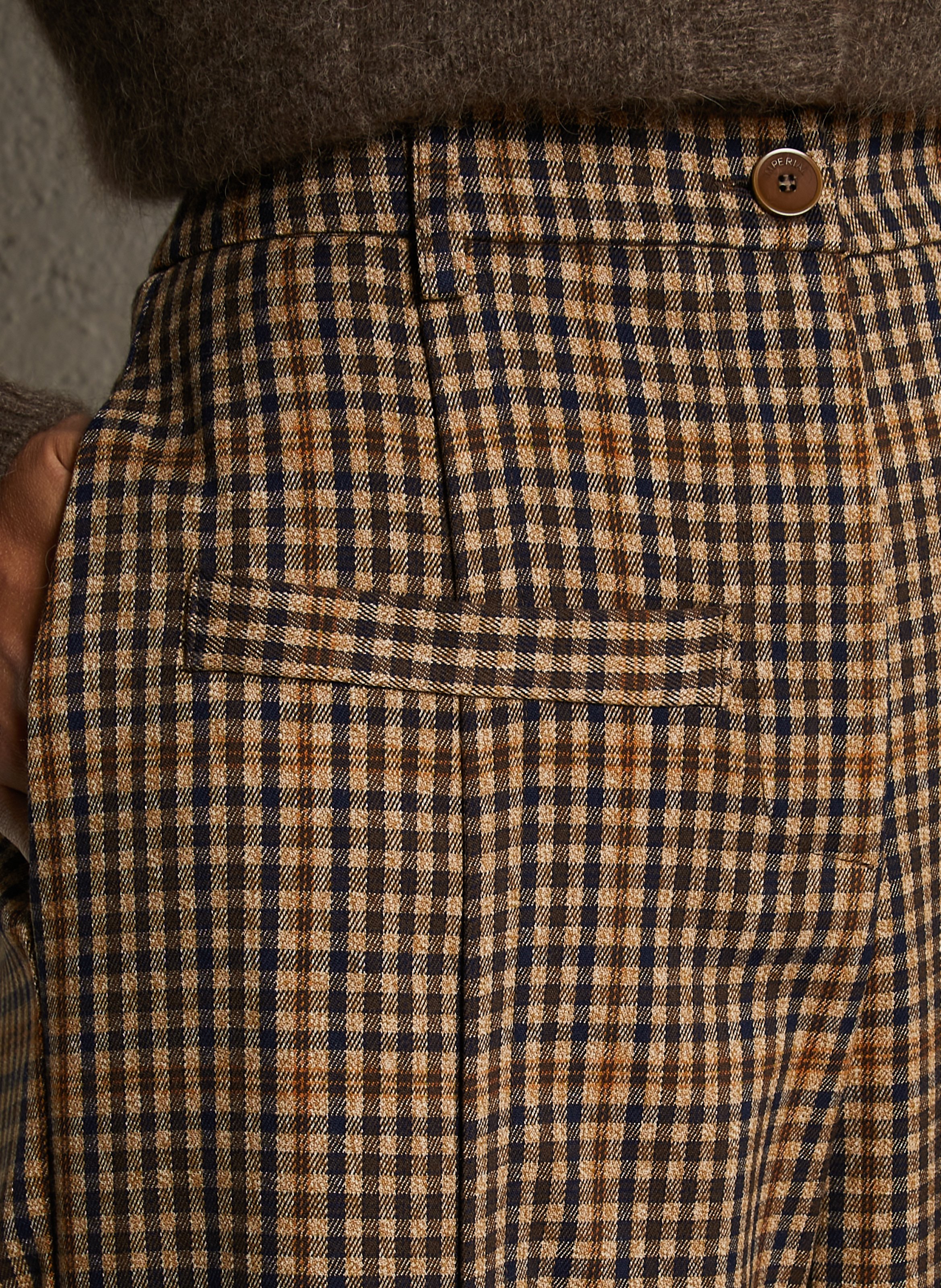 Pantalon large à carreaux IMPERIAL Marron