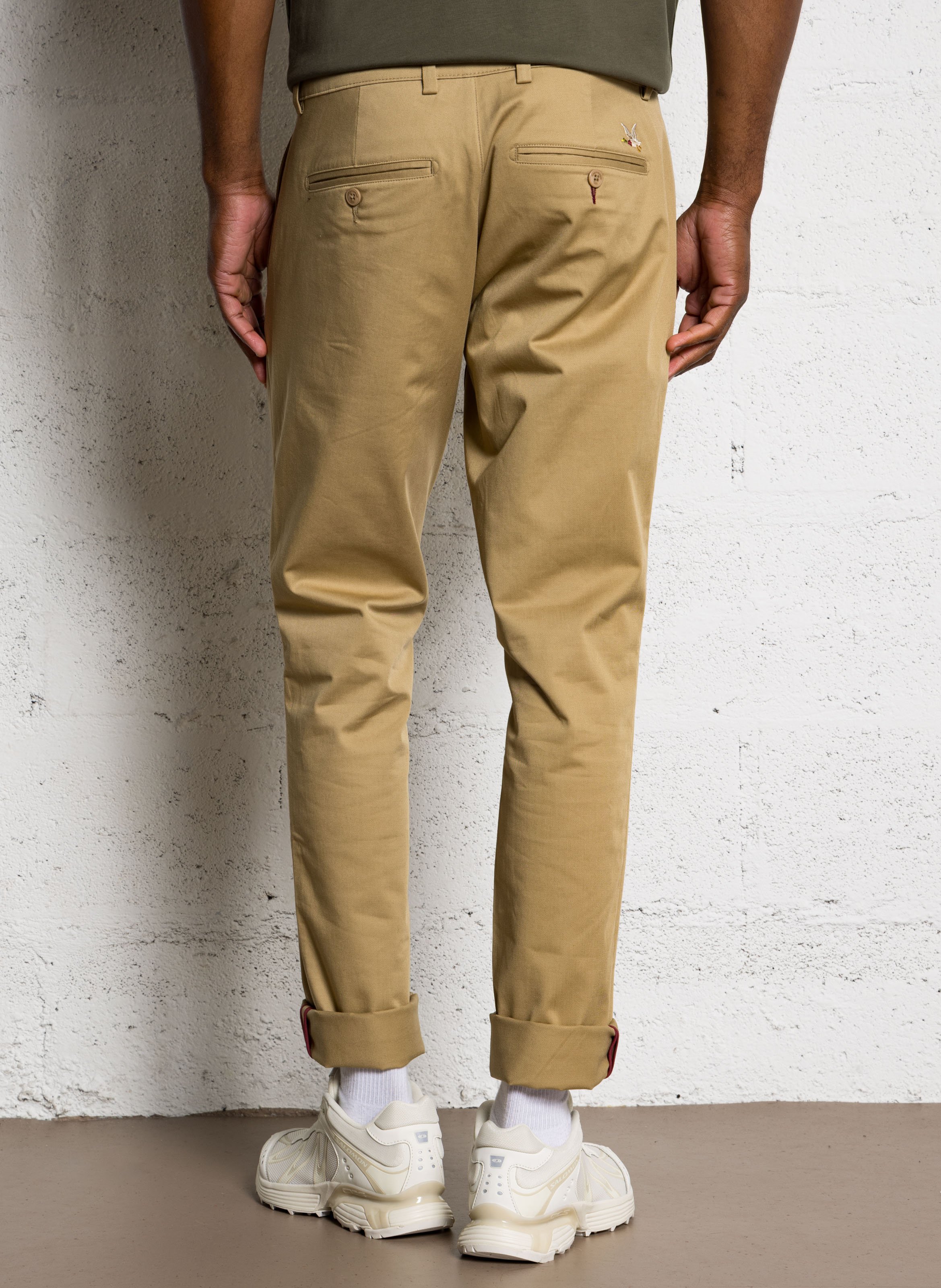 Pantalon droit en coton bio mélangé CHEVIGNON Beige