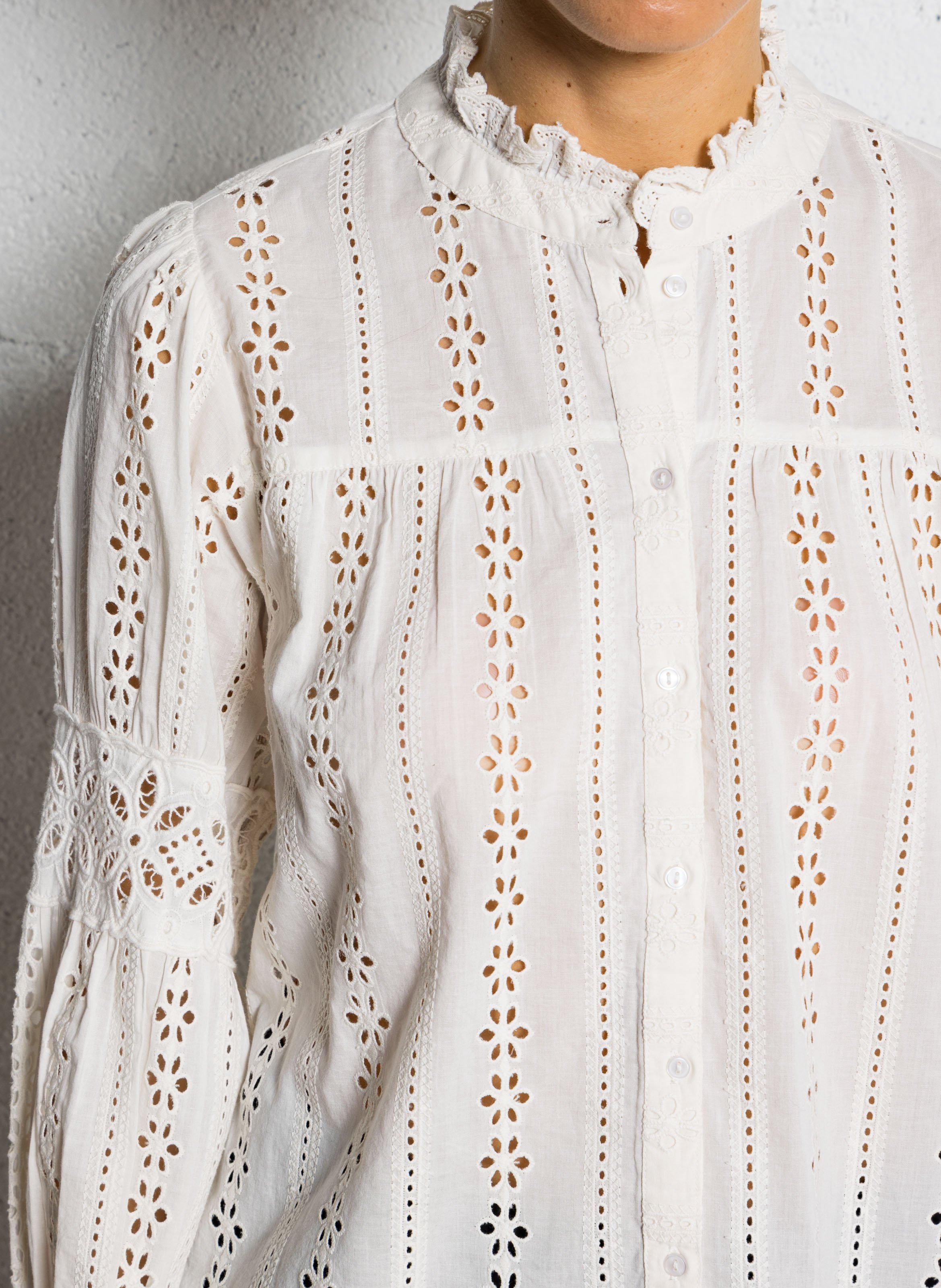 Hoge hals katoenen overhemd SUD EXPRESS Wit