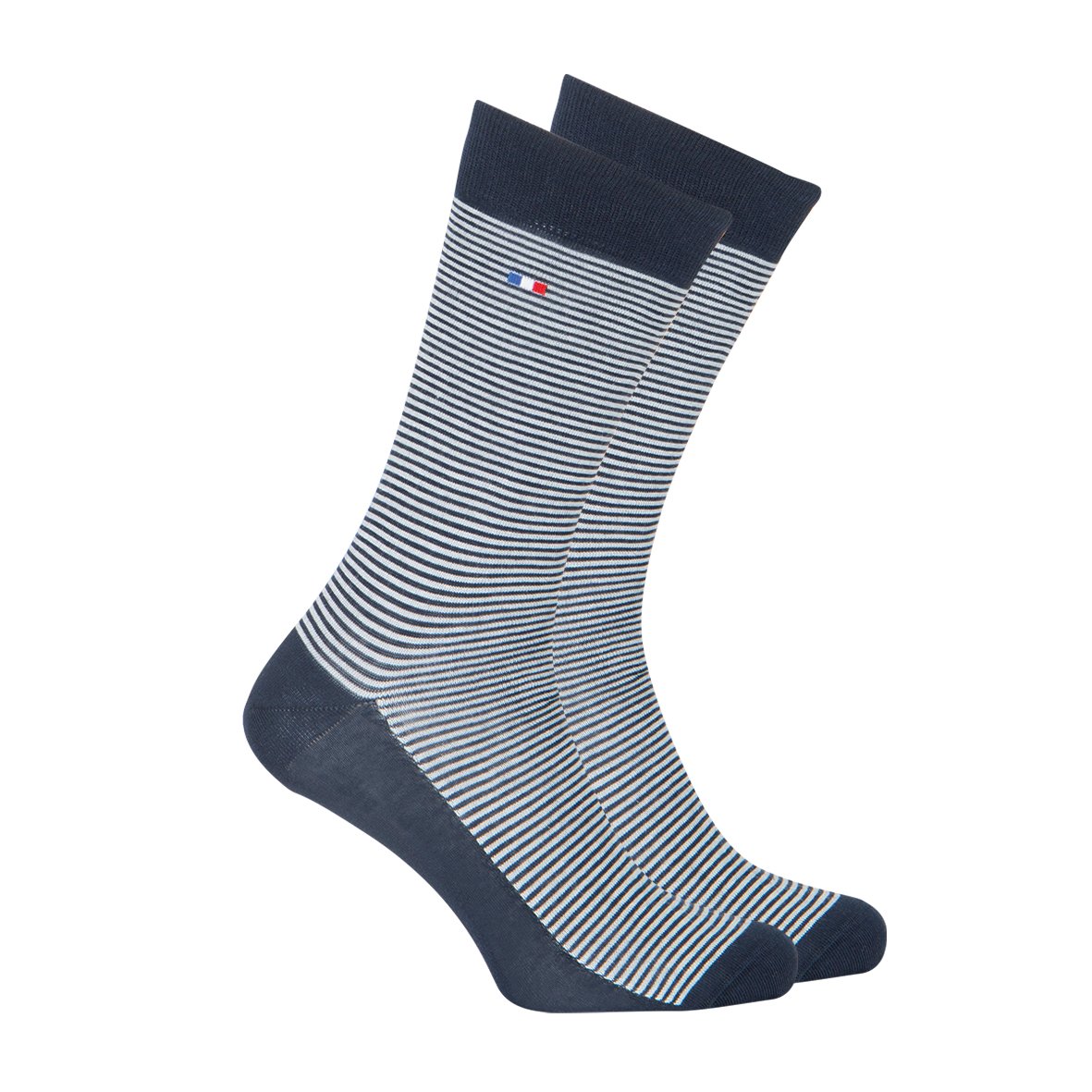 Mid-calf socks made of combed cotton, made in France. EMINENCE Blue