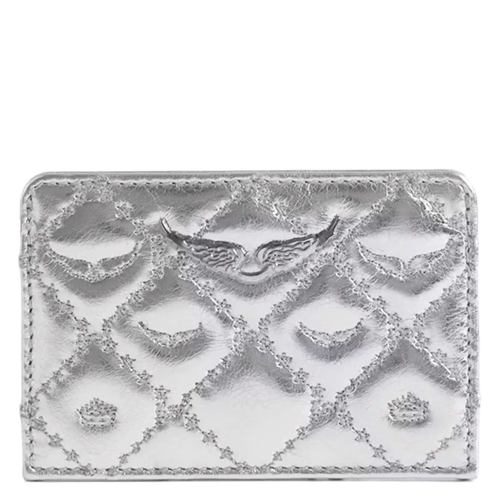 Porte-cartes en cuir métallisé ZADIG&VOLTAIRE Gris