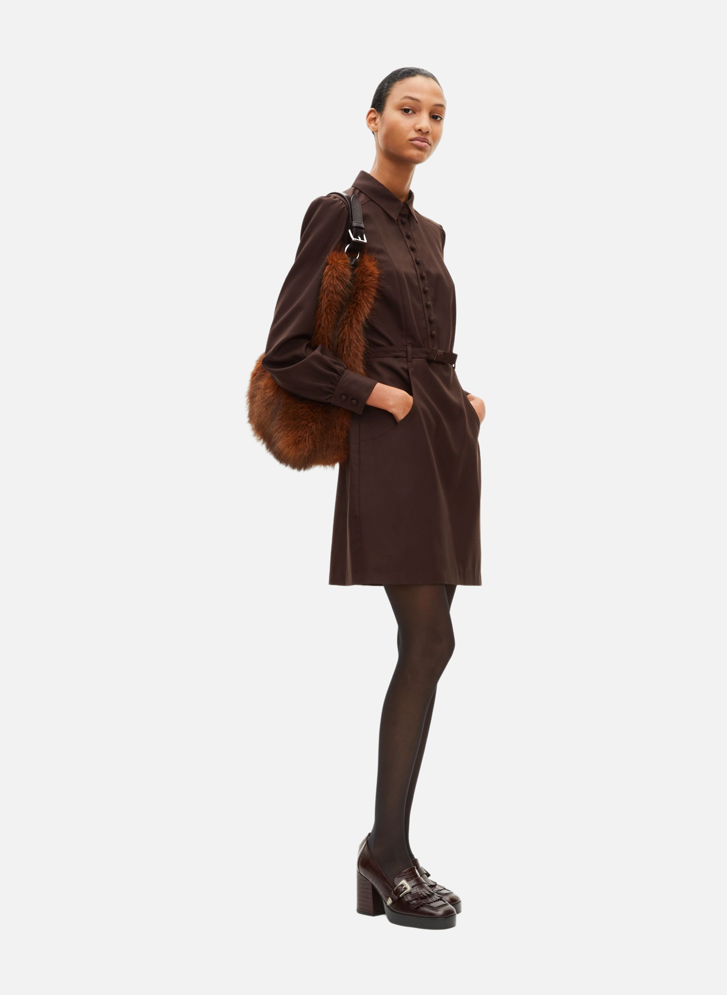 Robe courte en laine THE KOOPLES Marron