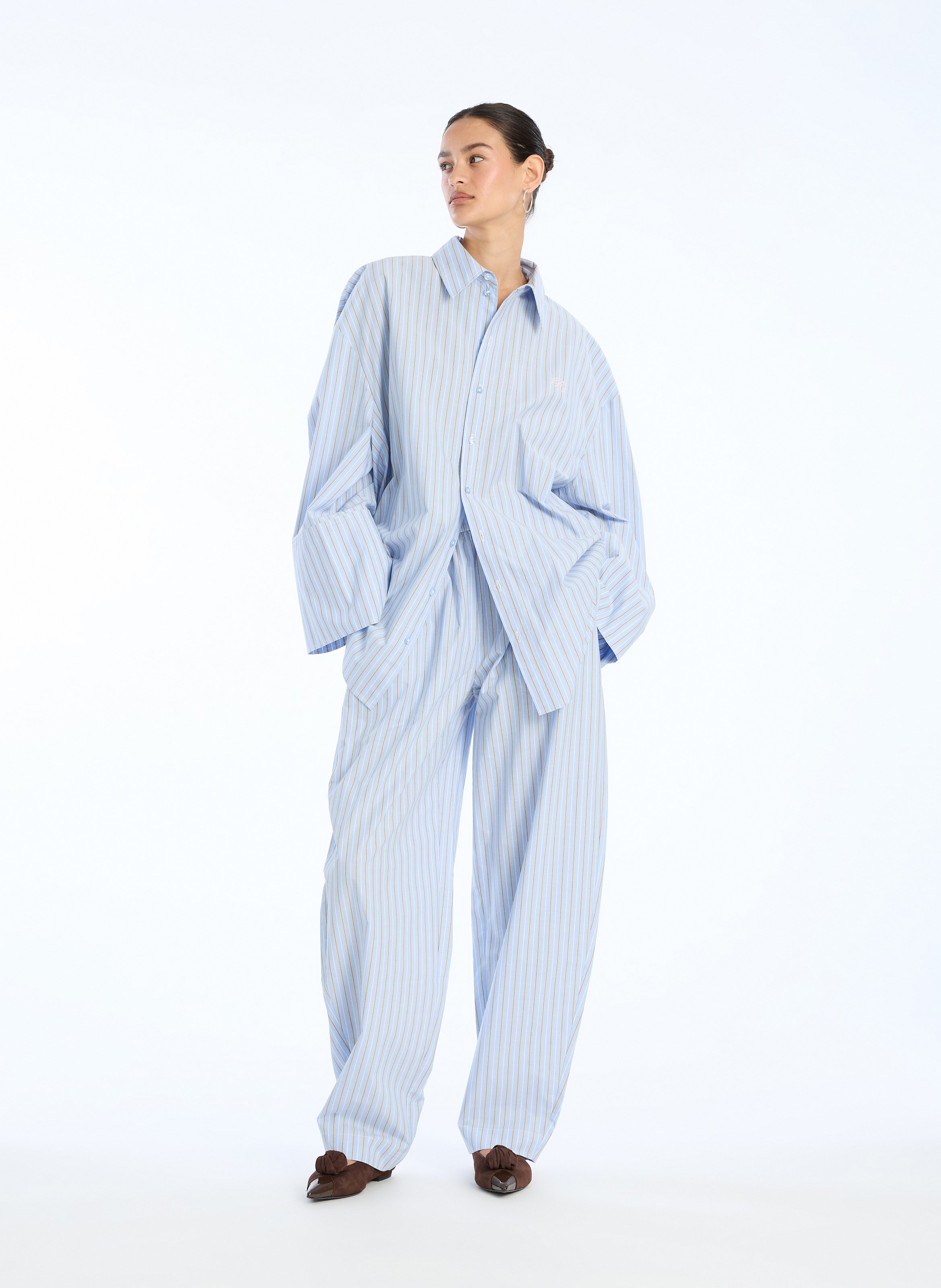 Liam oversized striped shirt  ROTATE Blue