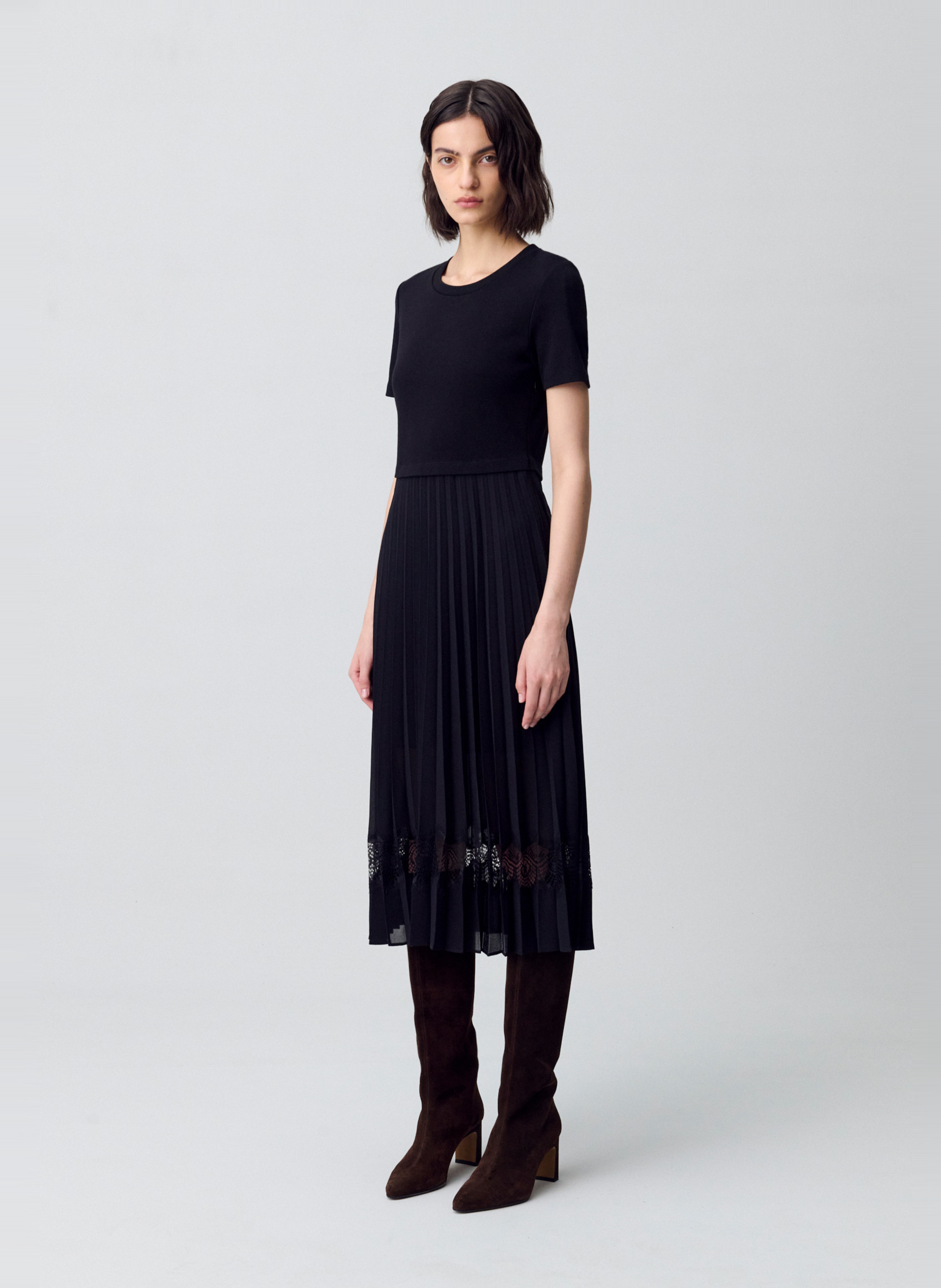 Robe midi bi-matière CLAUDIE PIERLOT Noir