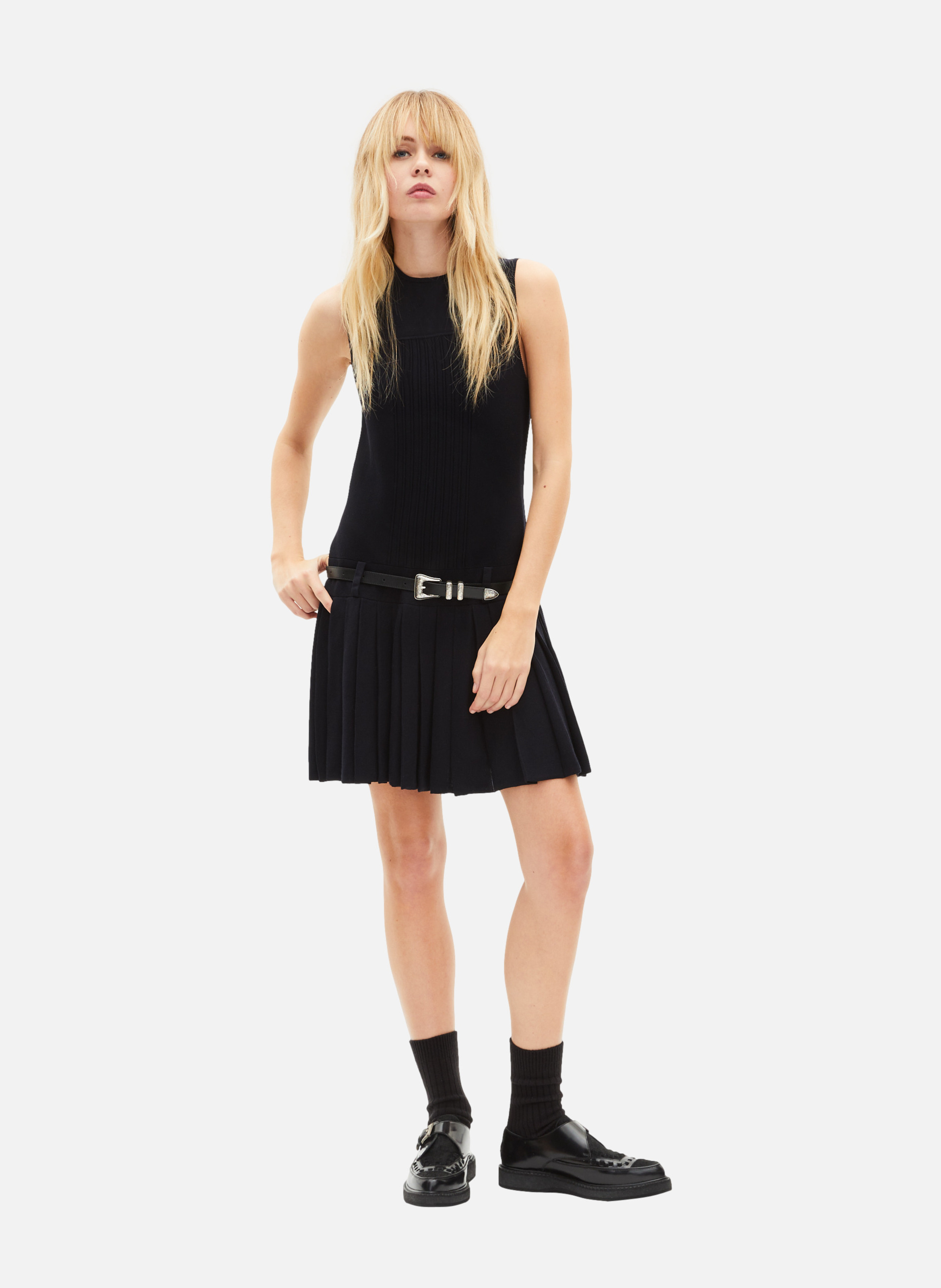 Short pleated knit dress THE KOOPLES Blue