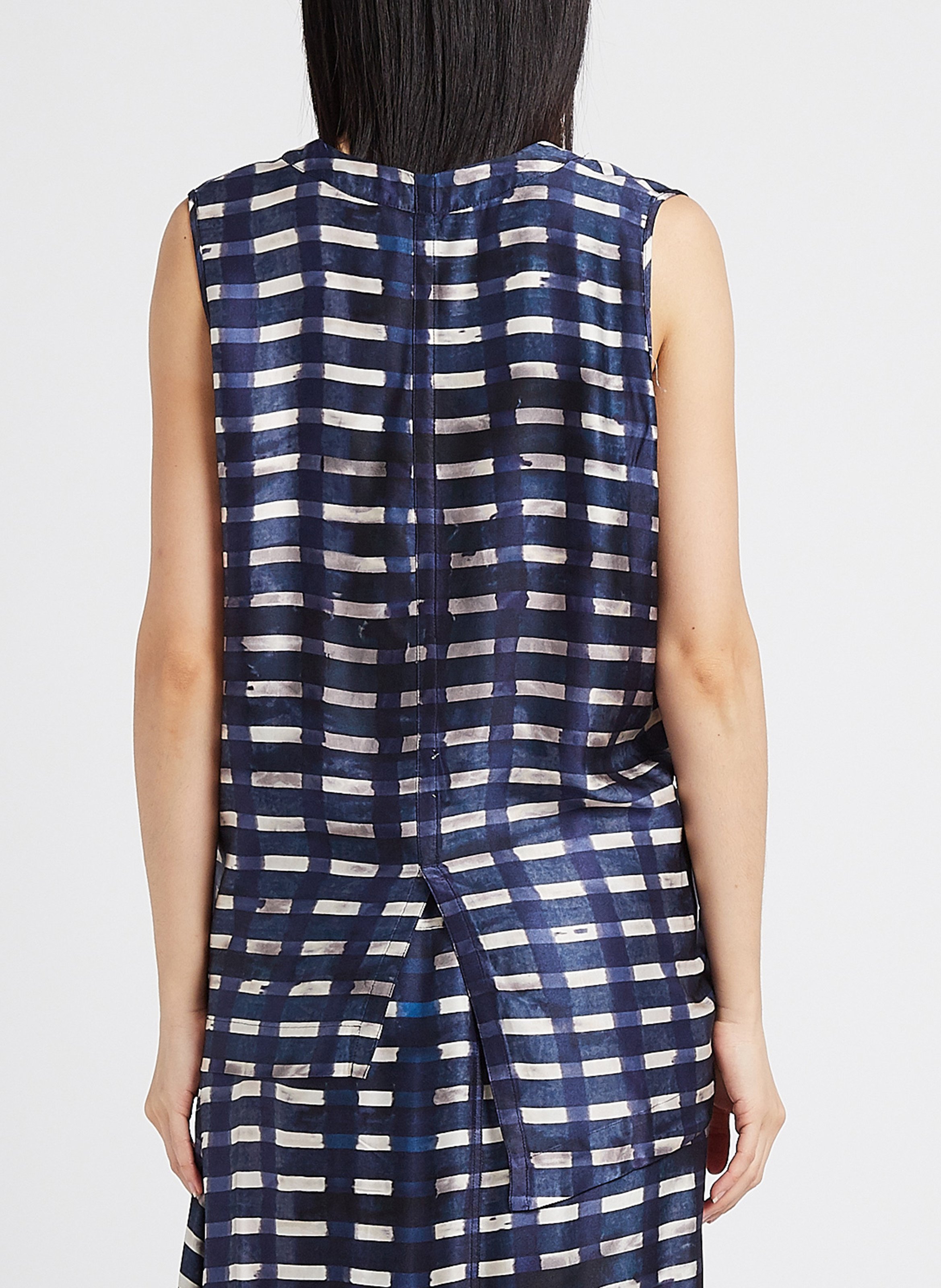 Asymmetrischer Midirock mit Karomuster HUMANOID Blau